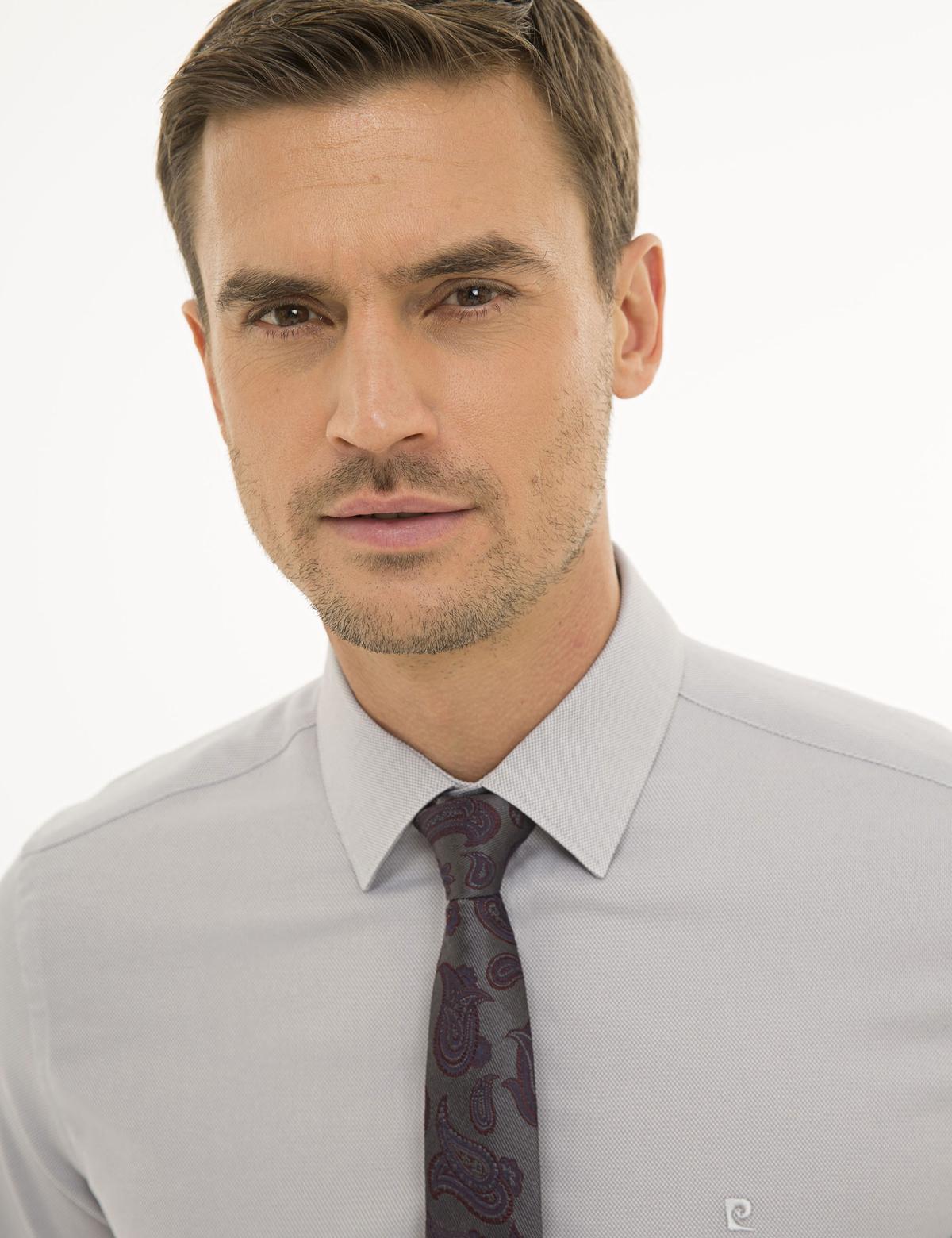 Gri Slim Fit Oxford Gömlek - 50233546052