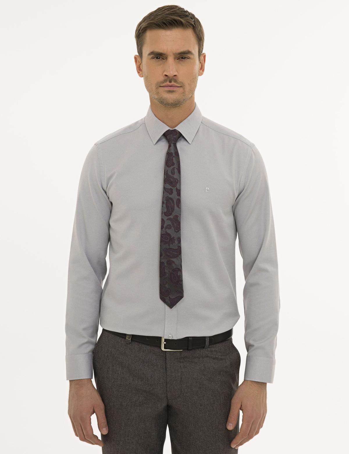 Gri Slim Fit Oxford Gömlek