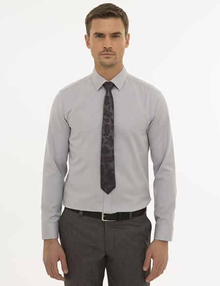 Gri Slim Fit Oxford Gömlek - 50233546052