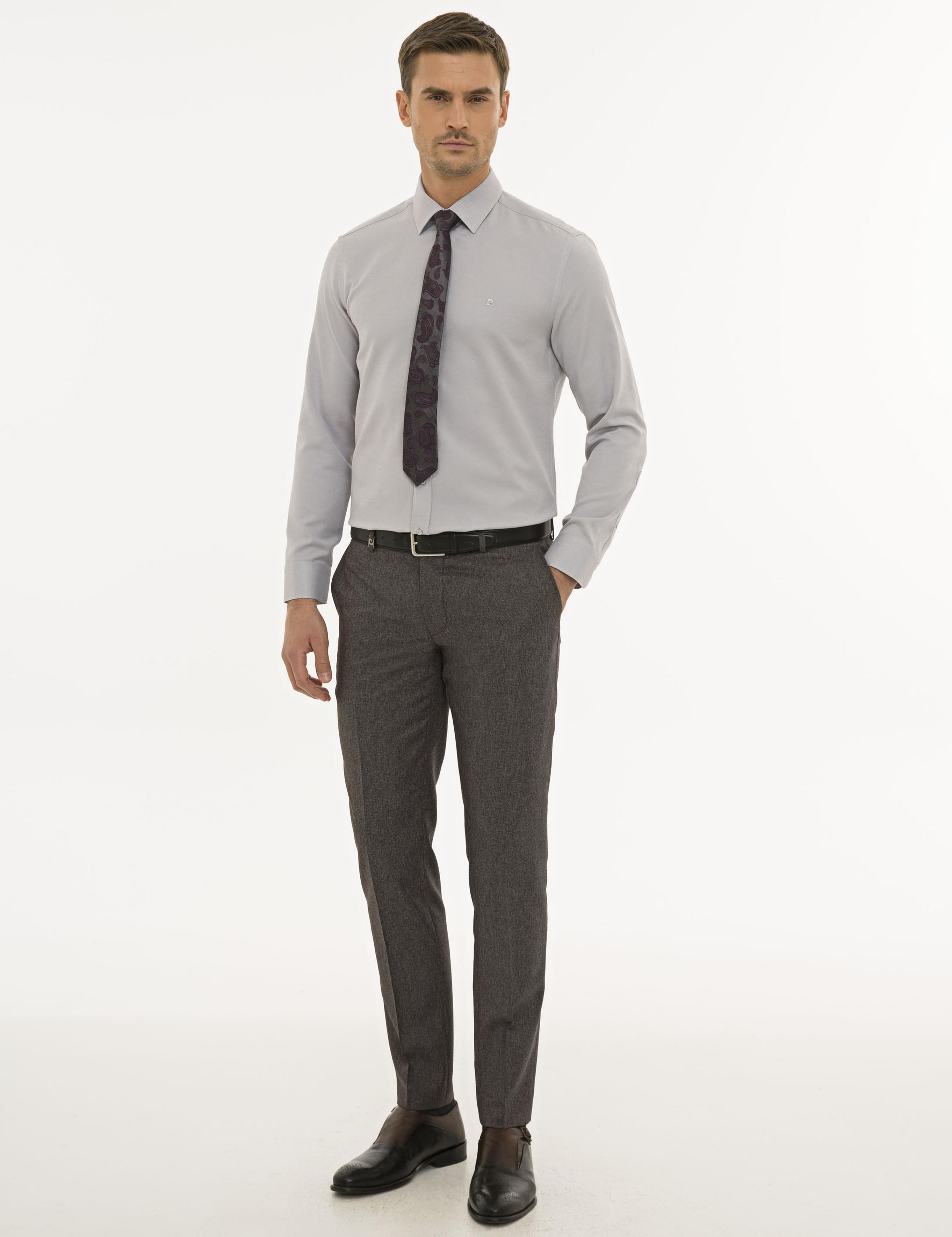 Gri Slim Fit Oxford Gömlek