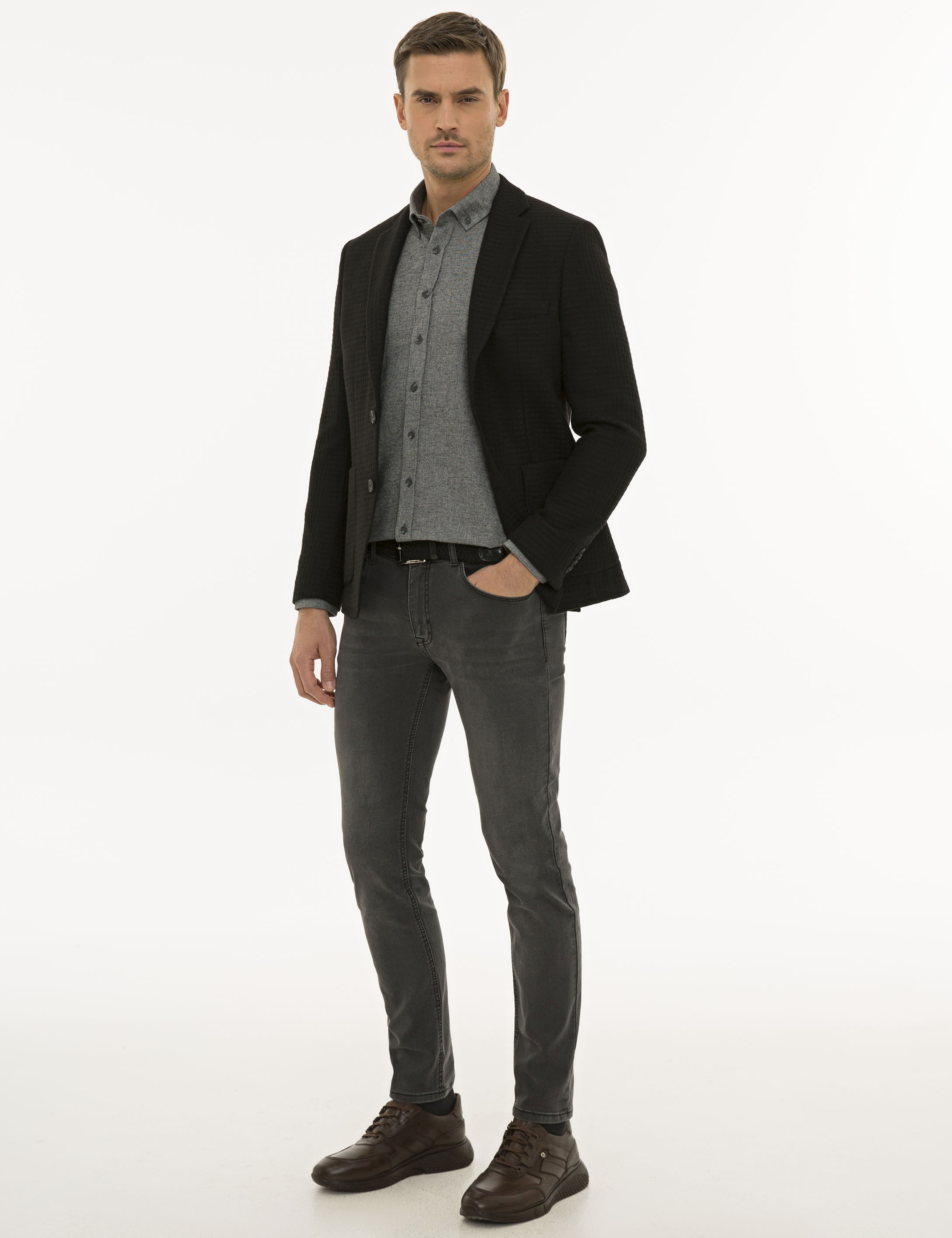 Siyah Slim Fit Ceket - Image 5
