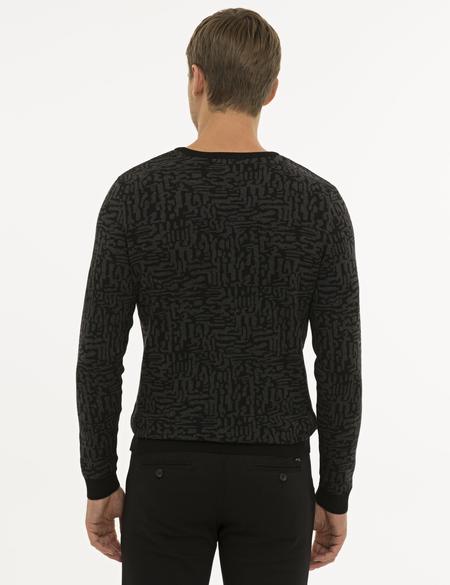 Siyah Slim Fit Triko Kazak - 50228532048