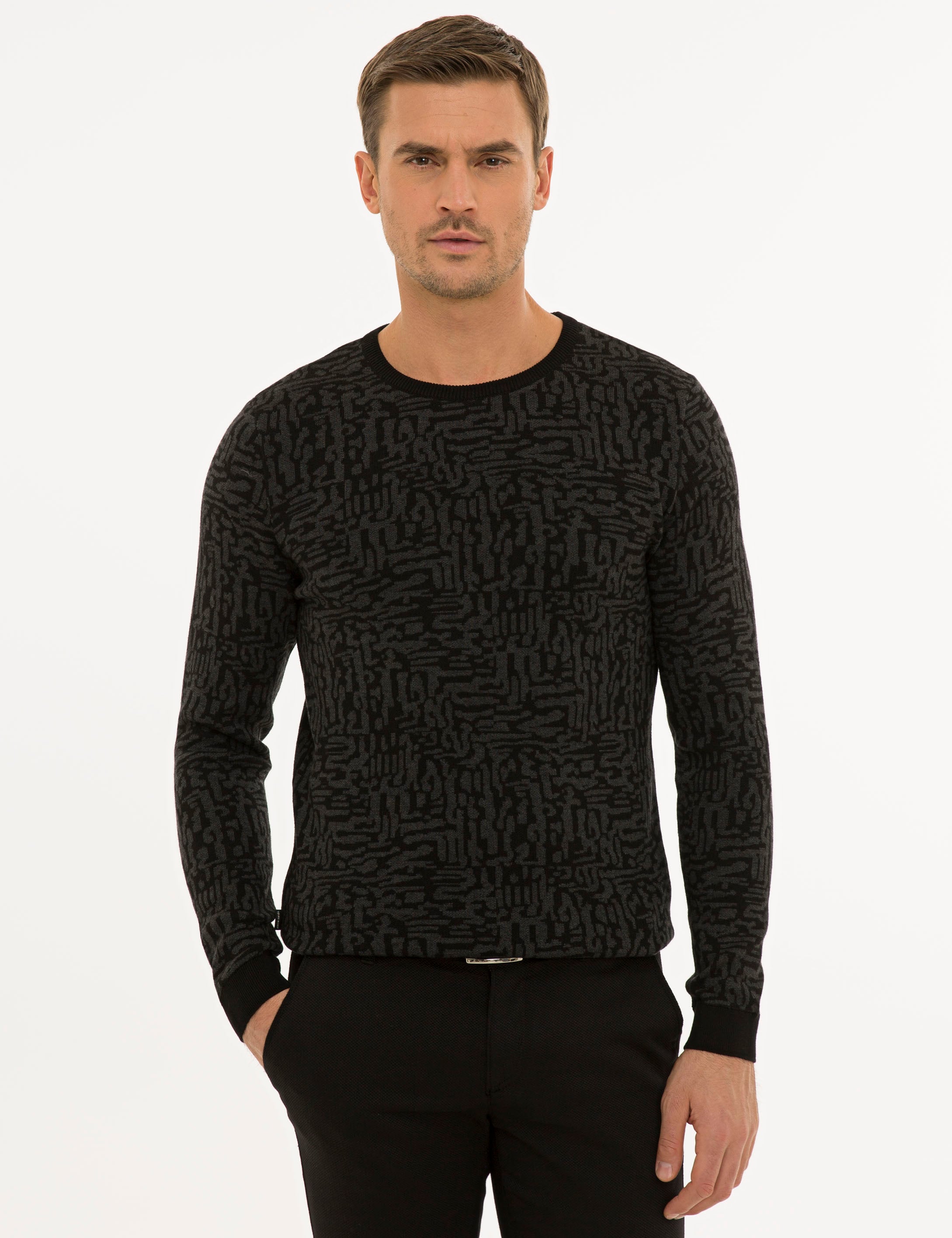 Siyah Slim Fit Triko Kazak