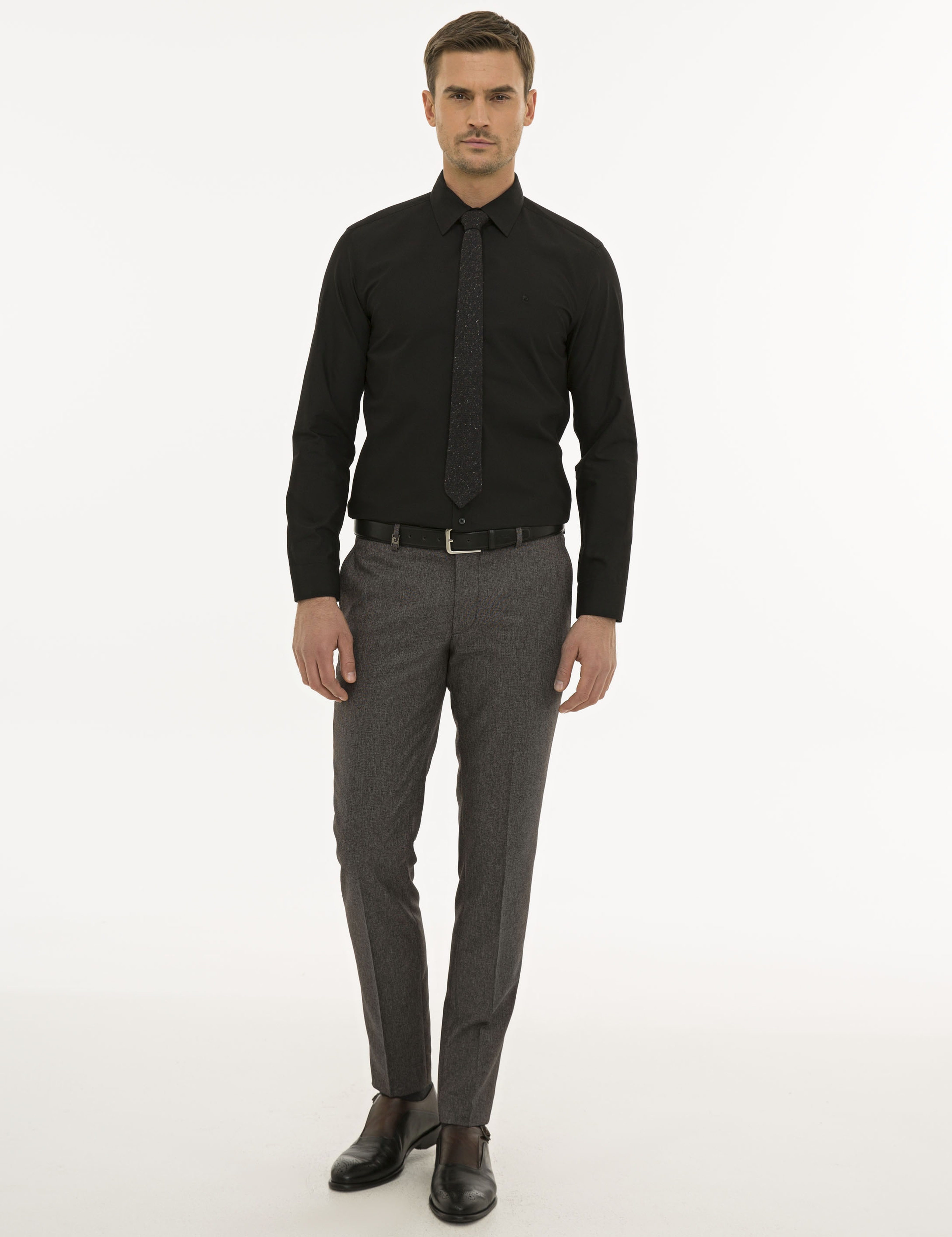 Siyah Slim Fit Basic Gömlek - Image 4