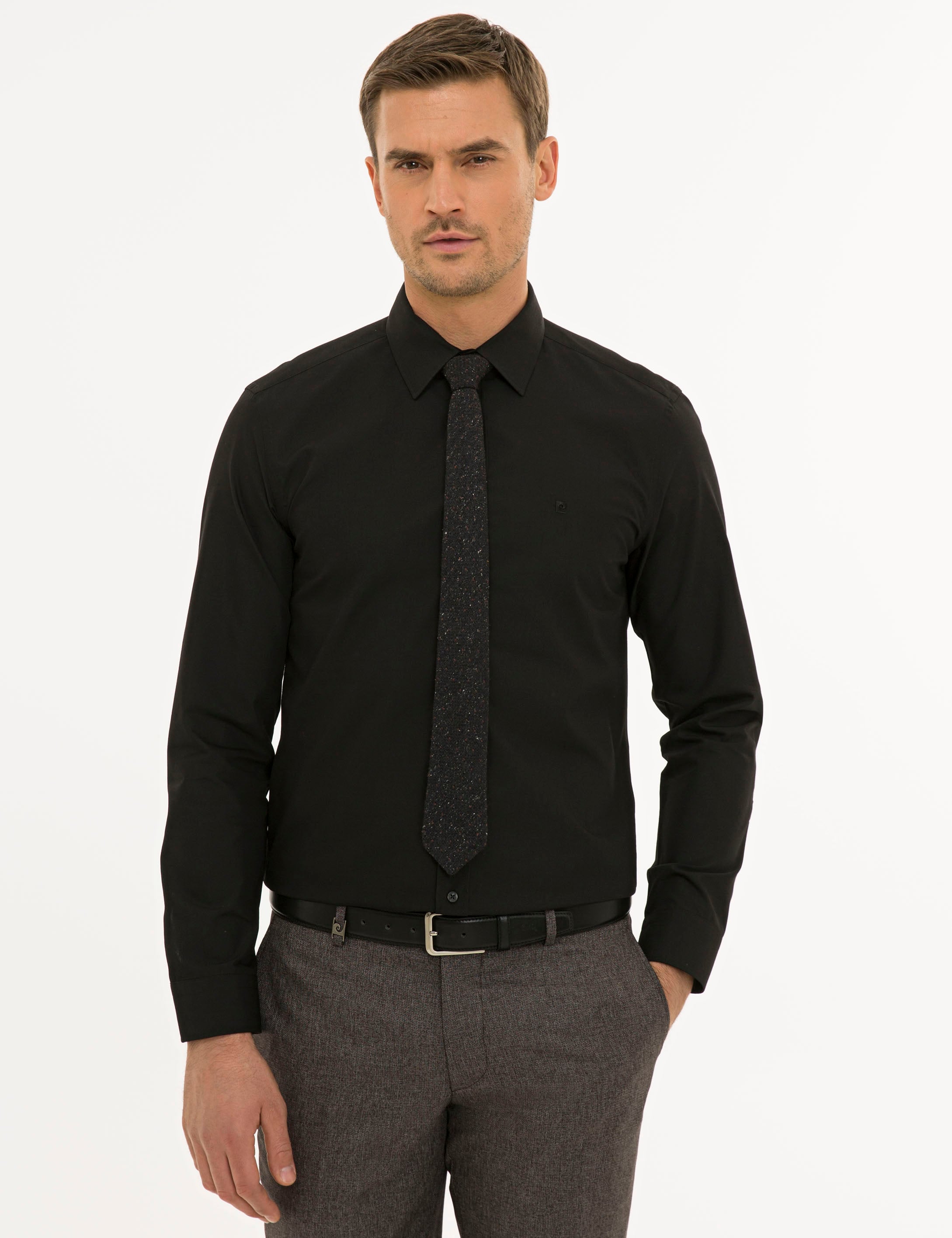 Siyah Slim Fit Basic Gömlek