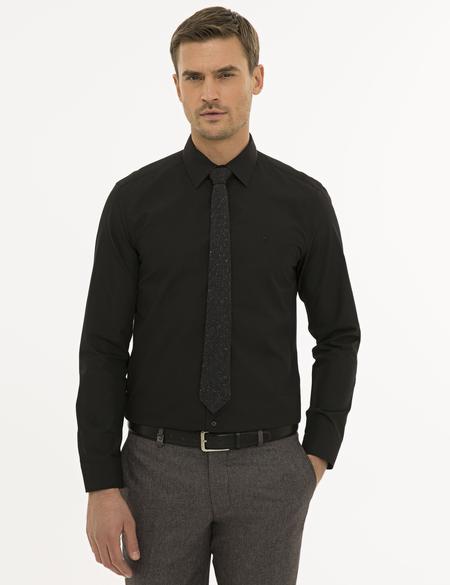 Siyah Slim Fit Basic Gömlek - 50233527037