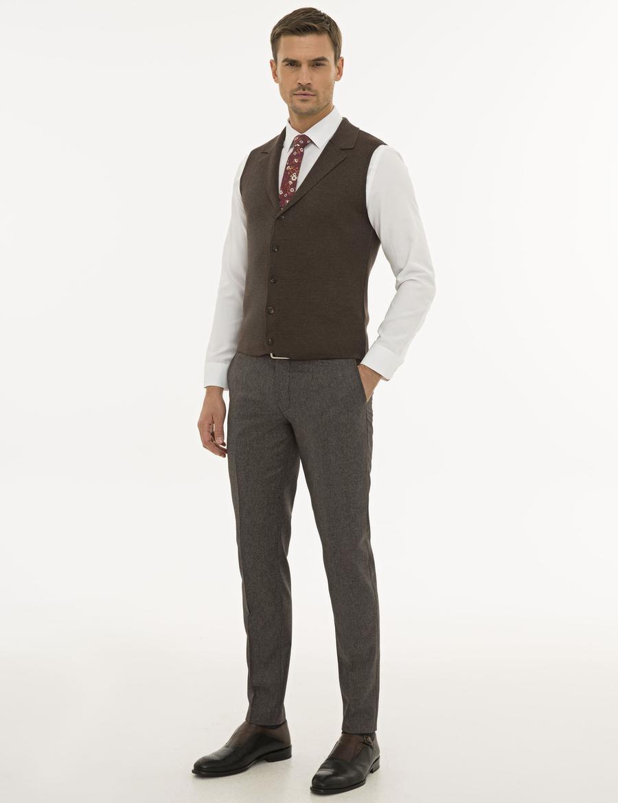 Bordo Ekstra Slim Fit Pantolon
