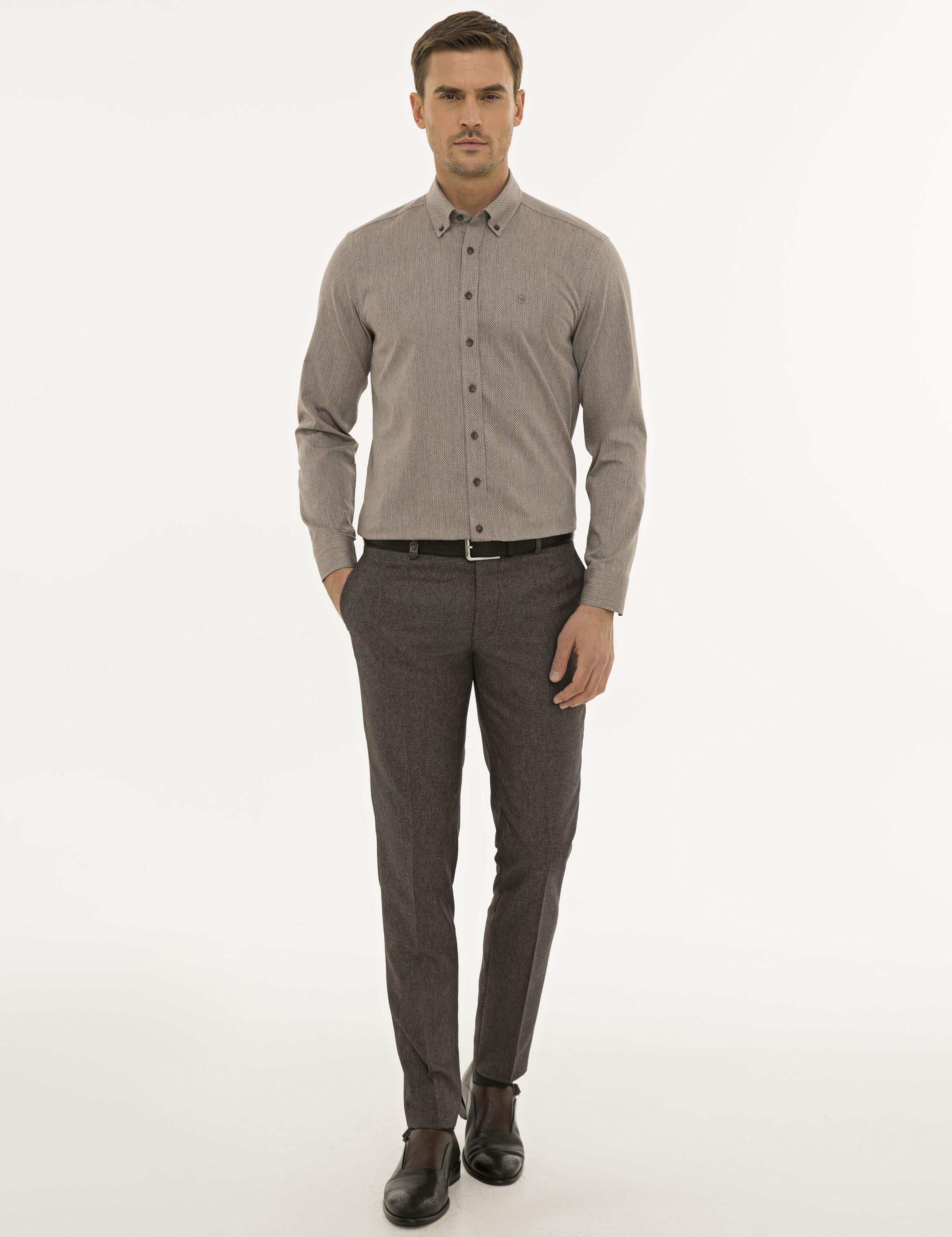 Açık Kahverengi Slim Fit Gömlek