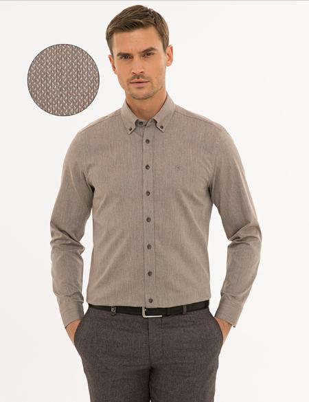 Açık Kahverengi Slim Fit Gömlek - 50233468001