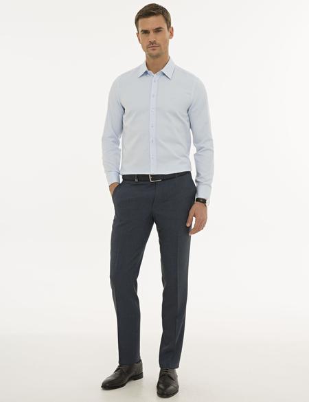 Açık Mavi Slim Fit Armürlü Gömlek - 50233531005