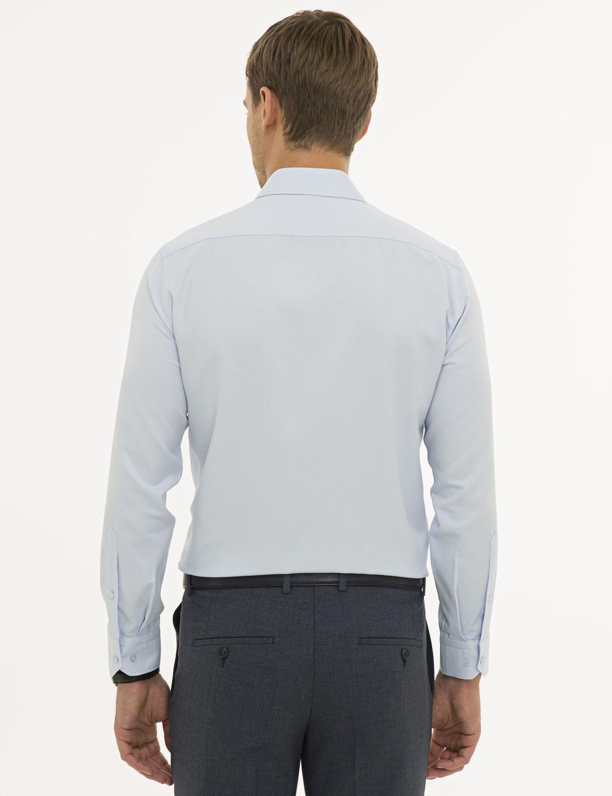 Açık Mavi Slim Fit Armürlü Gömlek - 50233531005