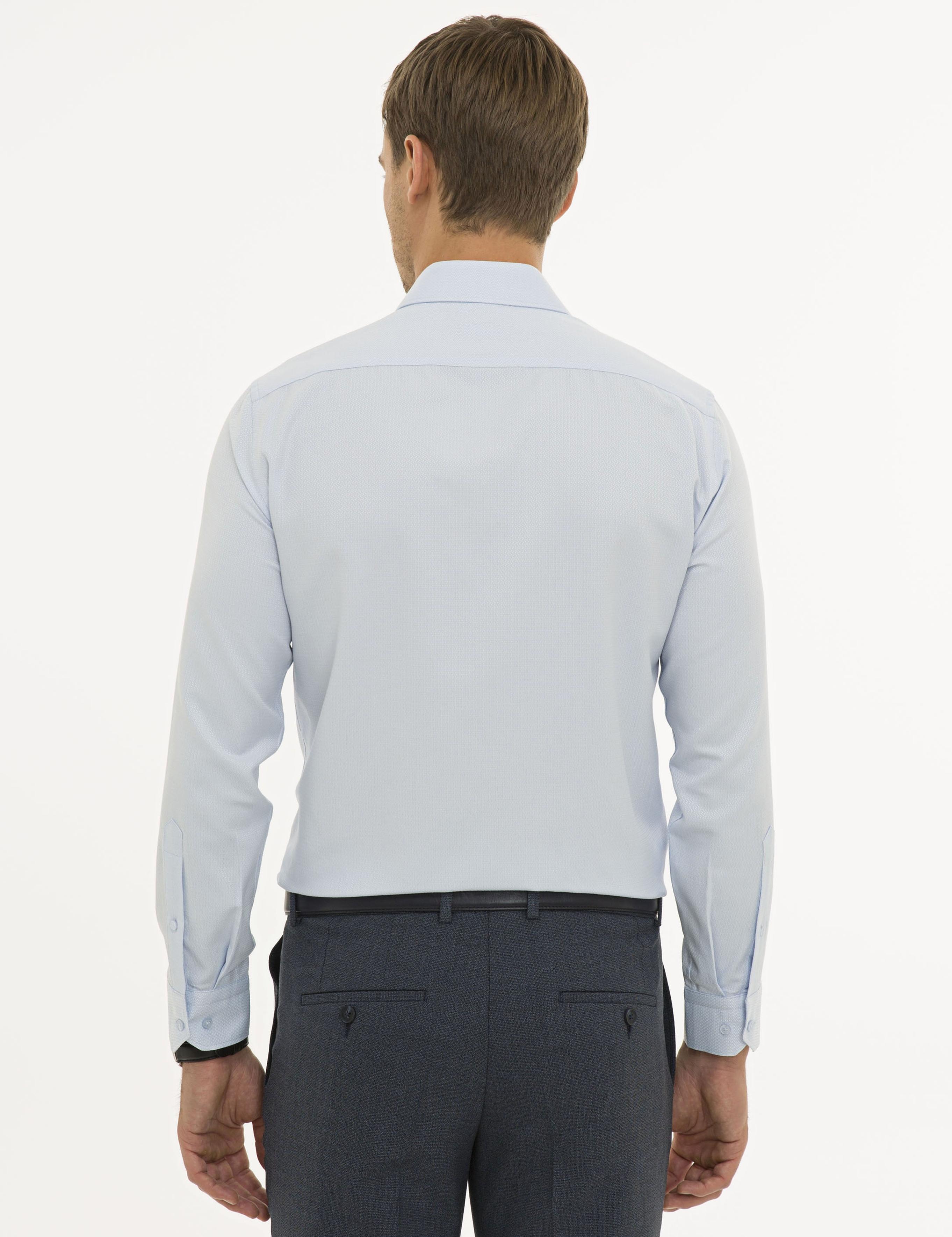 Açık Mavi Slim Fit Armürlü Gömlek