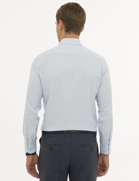 Açık Mavi Slim Fit Armürlü Gömlek - 50233531005