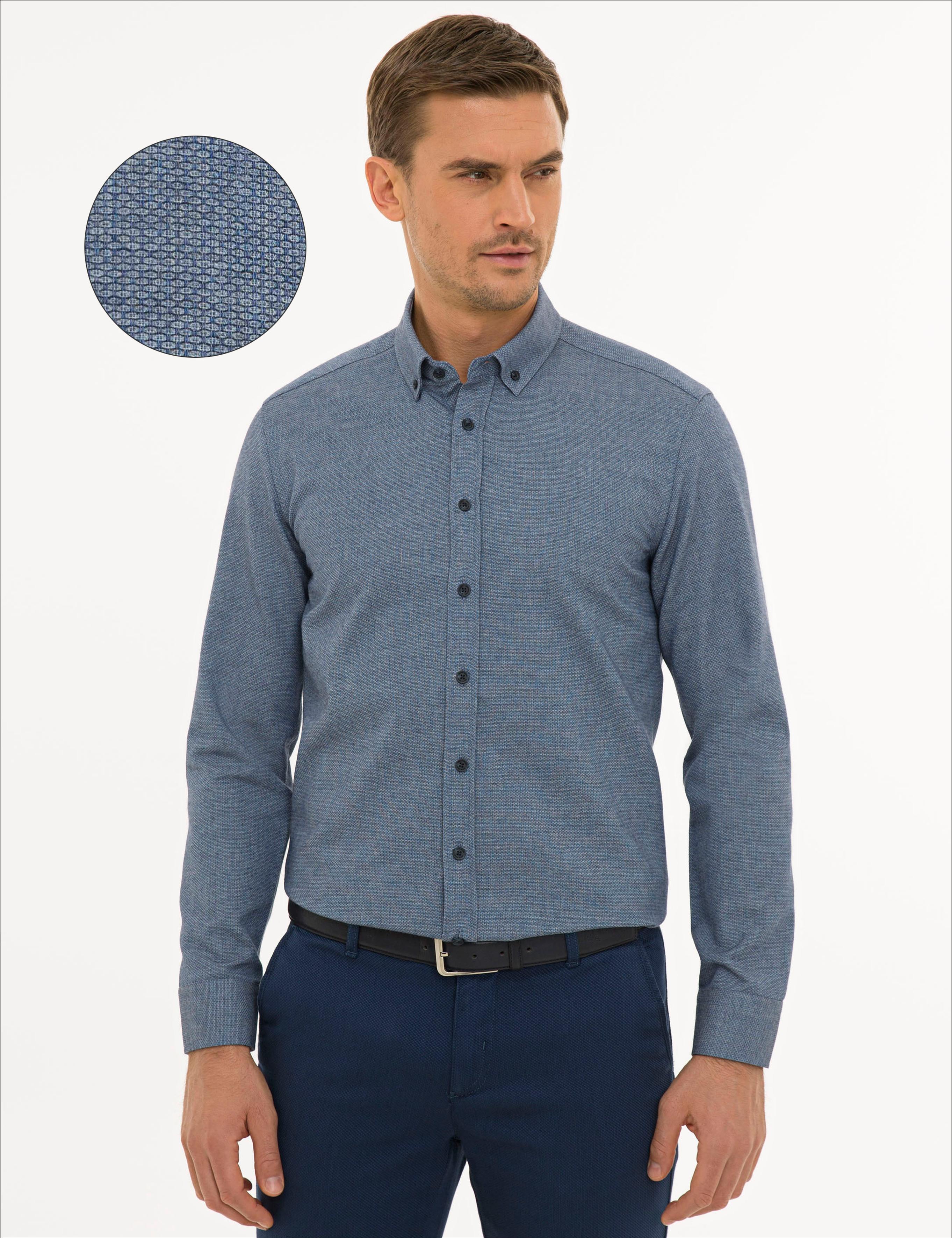 Mavi Slim Fit Uzun Kollu Gömlek