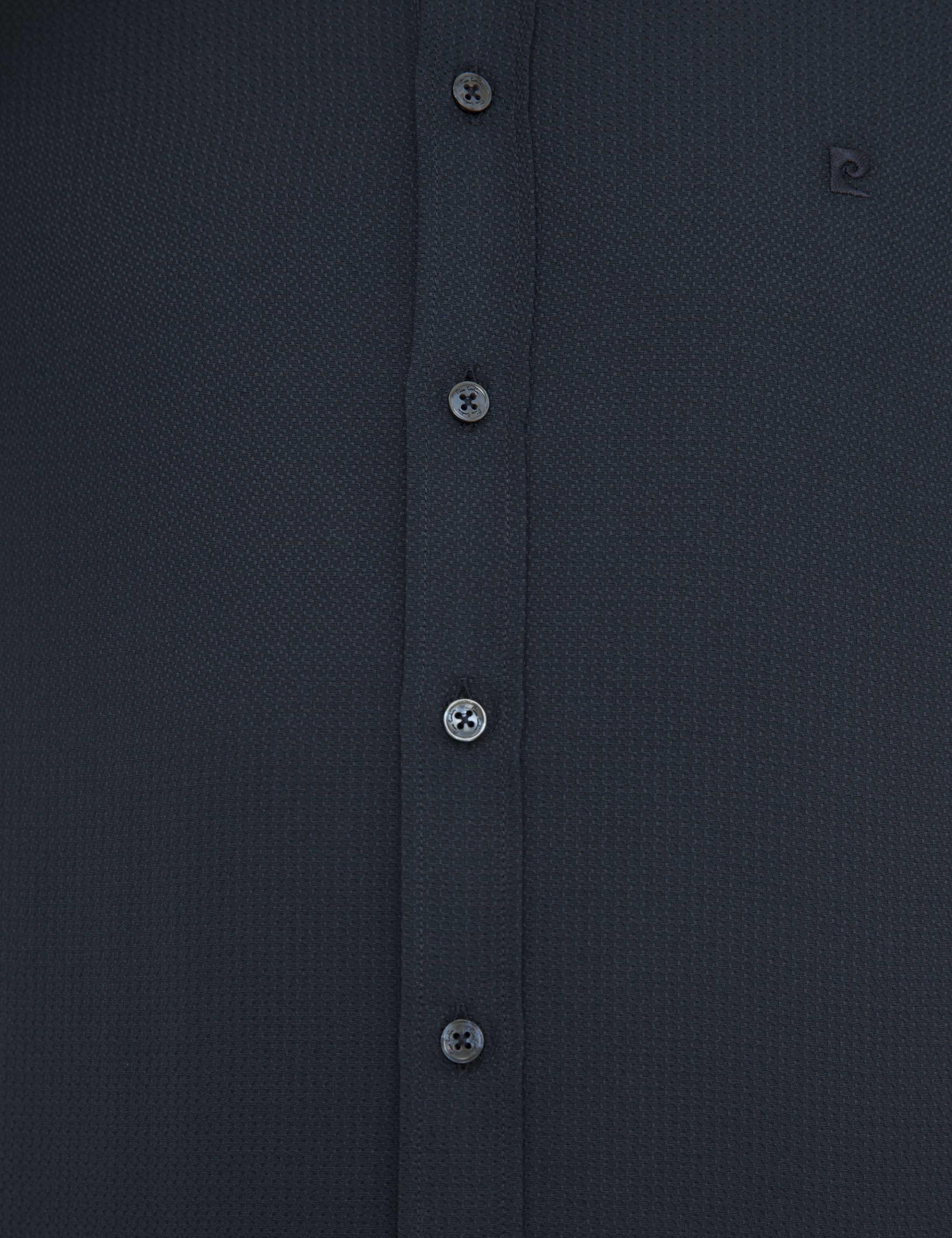 Lacivert Slim Fit Armürlü Gömlek