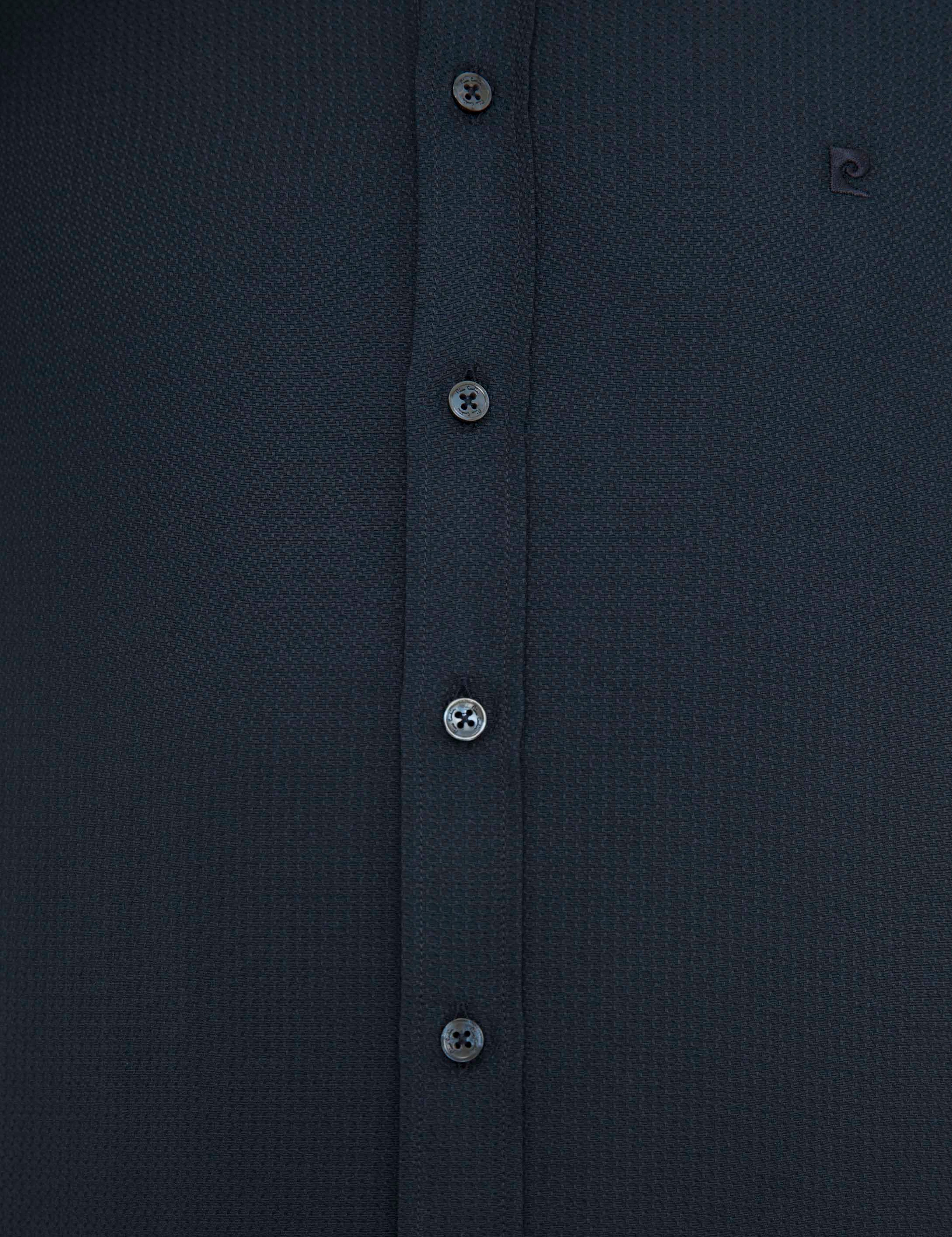 Lacivert Slim Fit Armürlü Gömlek - Image 6