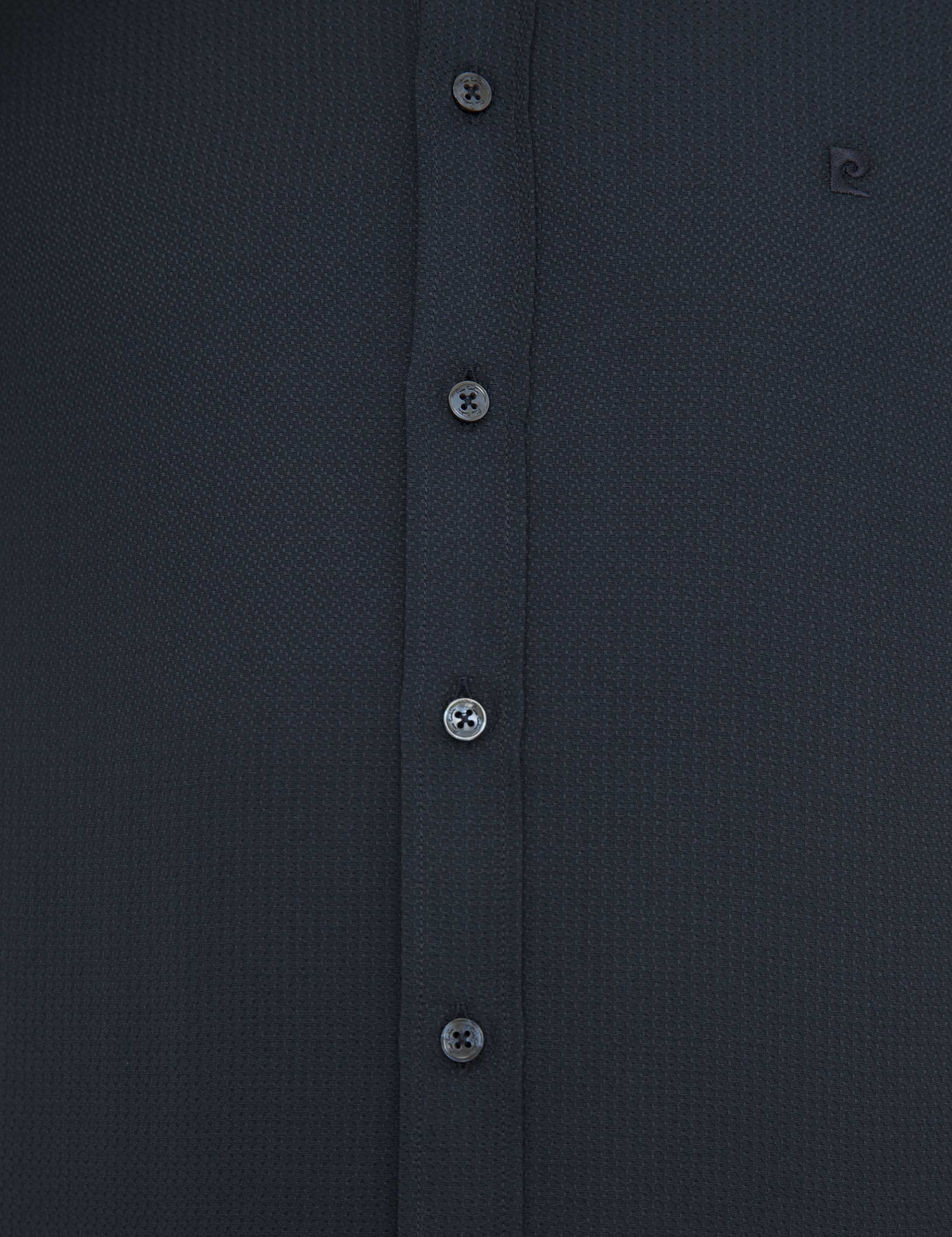 Lacivert Slim Fit Armürlü Gömlek