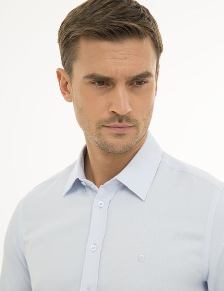 Açık Mavi Slim Fit Armürlü Gömlek - 50233531005