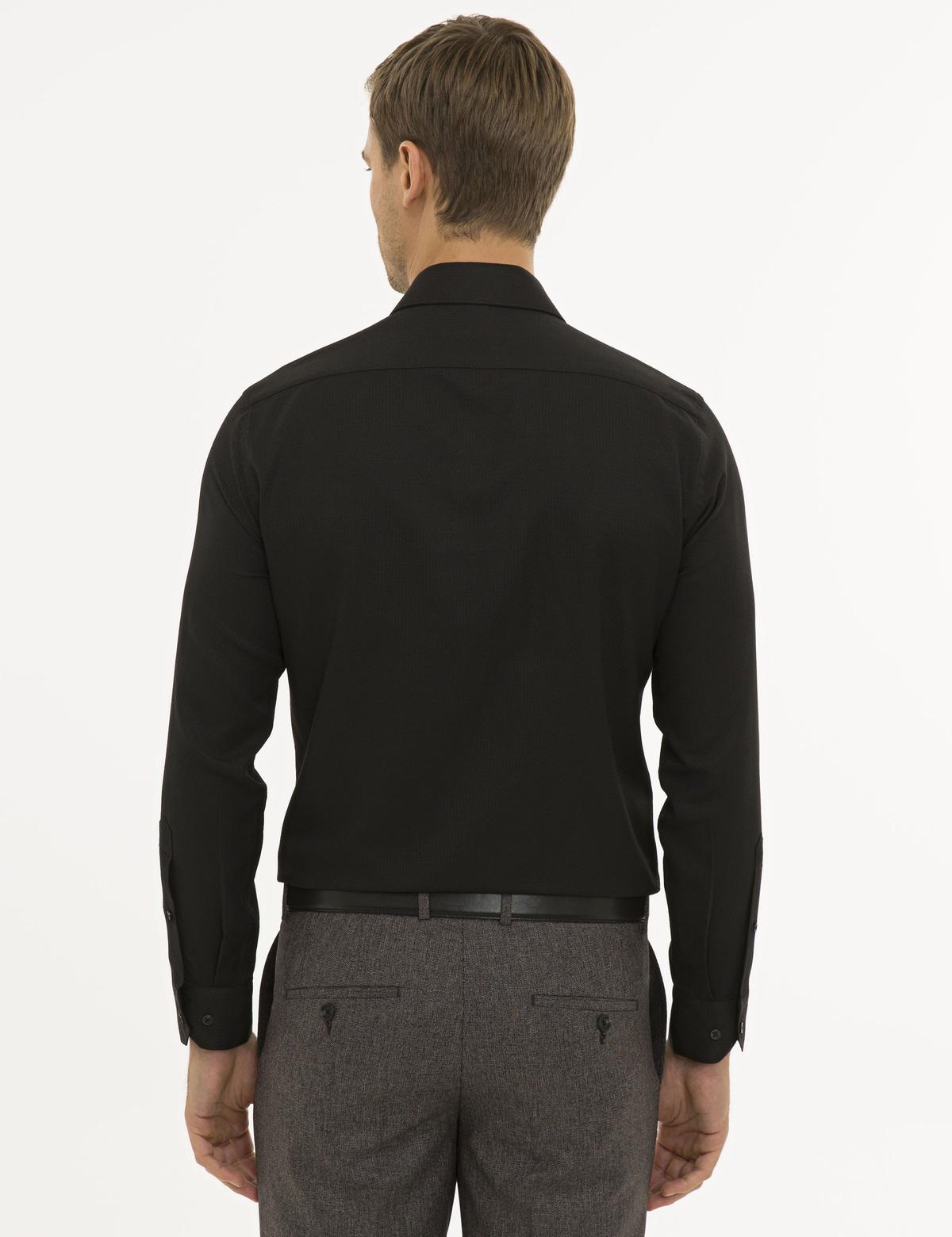 Siyah Slim Fit Armürlü Gömlek - 50233531032