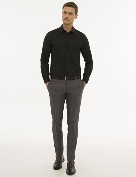 Siyah Slim Fit Armürlü Gömlek - 50233531032