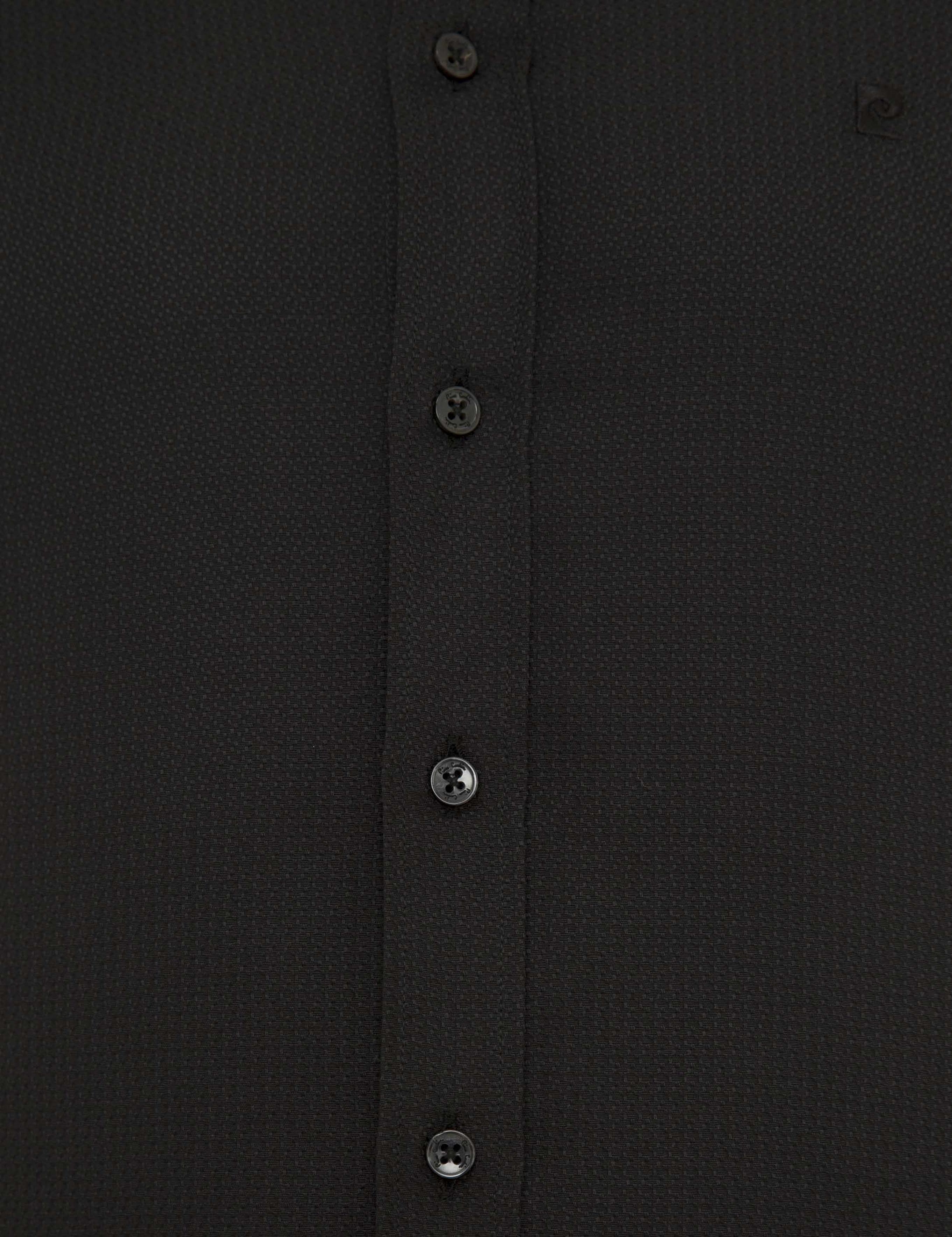 Siyah Slim Fit Armürlü Gömlek