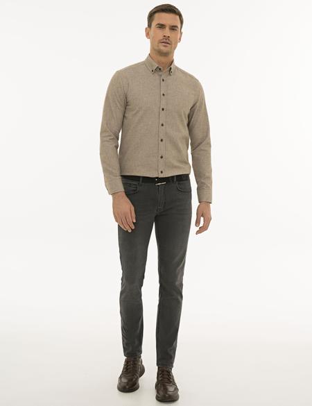 Bej Slim Fit Uzun Kollu Gömlek - 50227733035