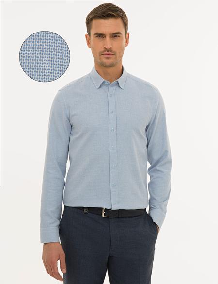 Açık Mavi Slim Fit Uzun Kollu Gömlek - 50233536015