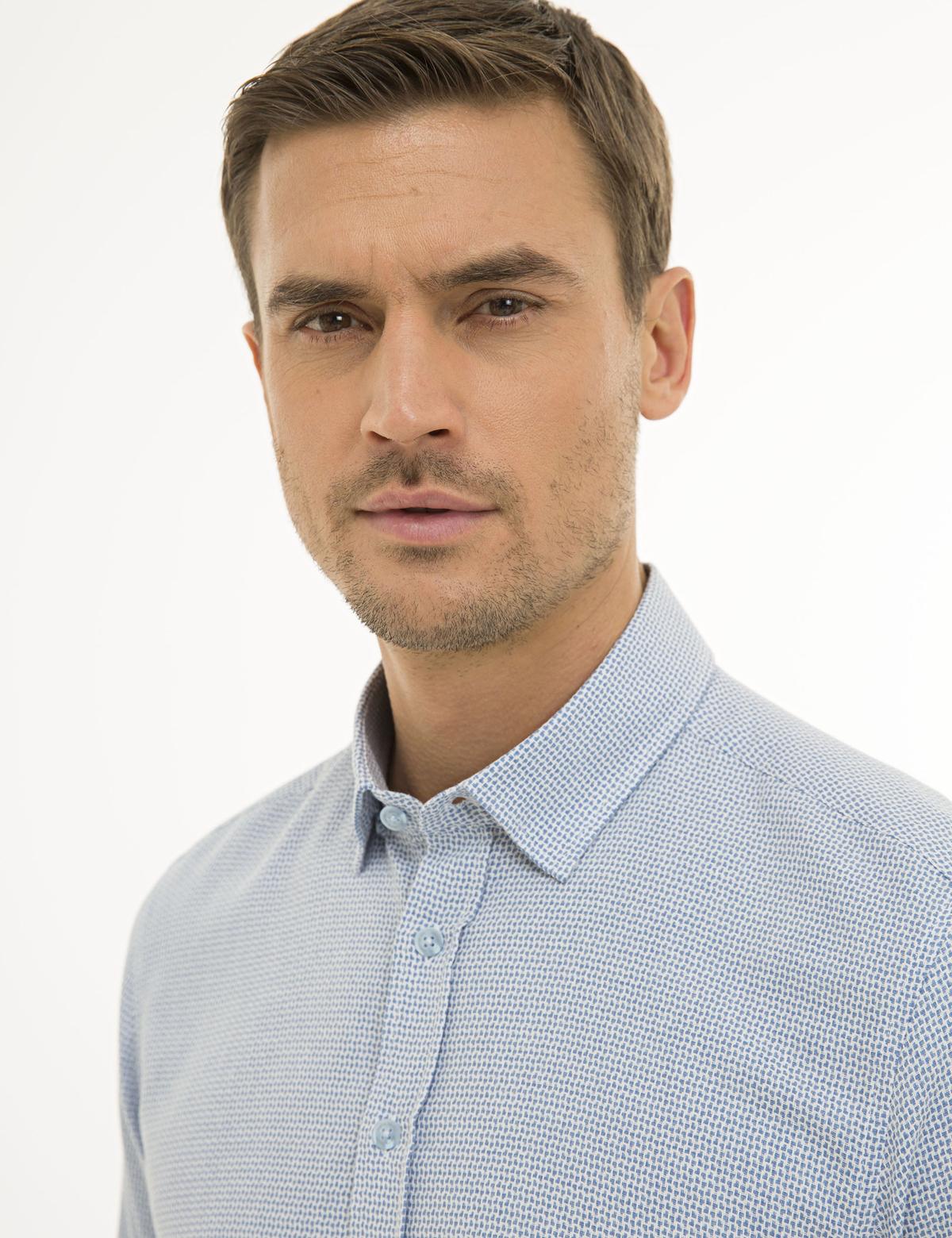 Açık Mavi Slim Fit Uzun Kollu Gömlek - 50233536015