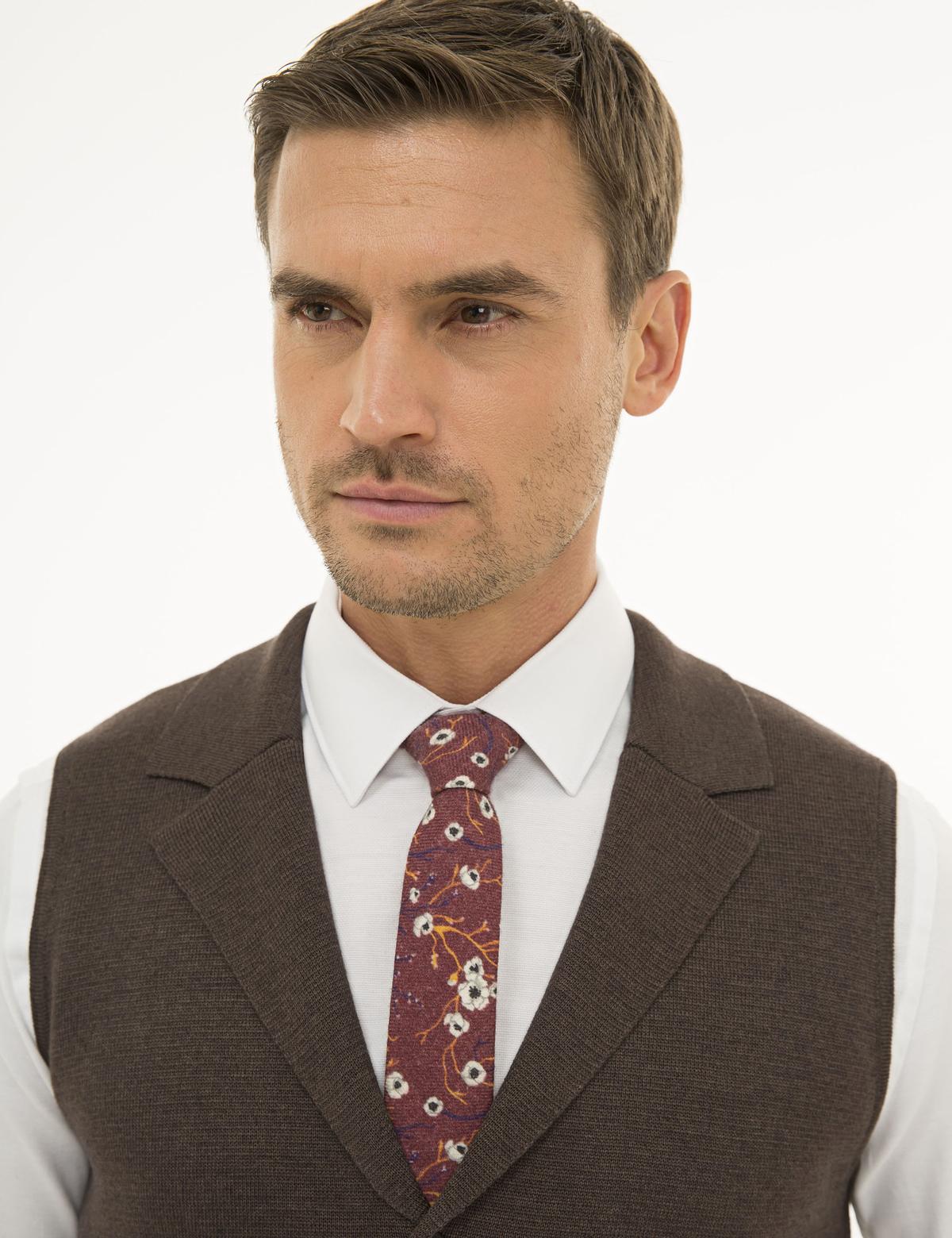 Açık Kahverengi Slim Fit Triko Yelek - 50229475013