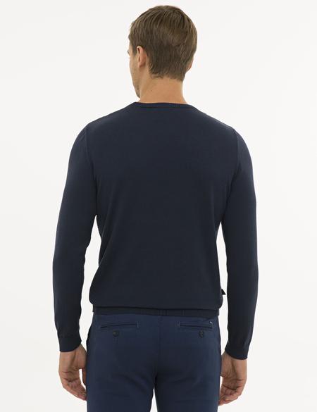 Lacivert Slim Fit Bisiklet Yaka Triko Kazak - 50233716008
