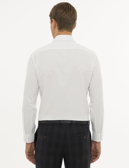 Beyaz Slim Fit Armürlü Gömlek - 50233531014