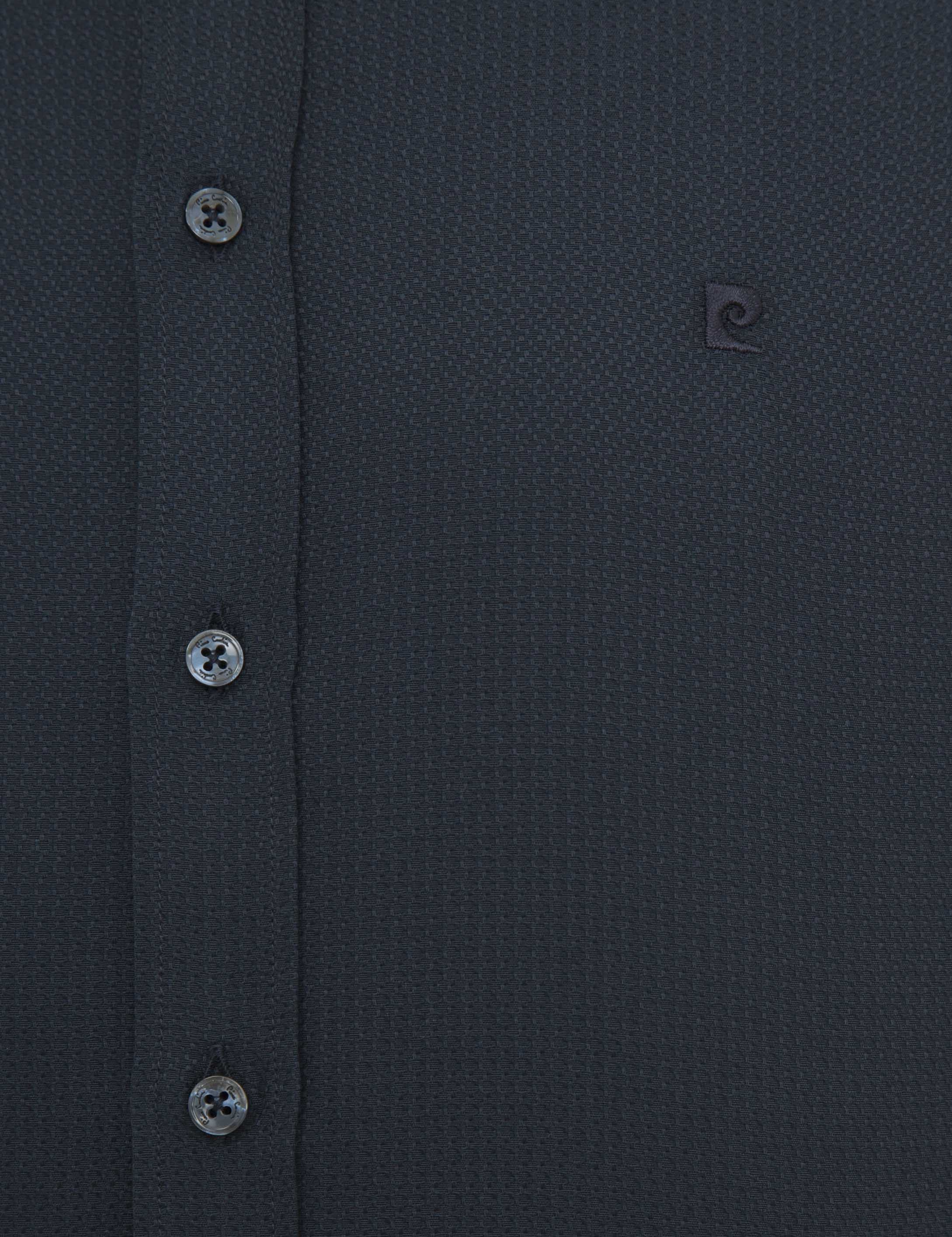 Lacivert Slim Fit Armürlü Gömlek - Image 5