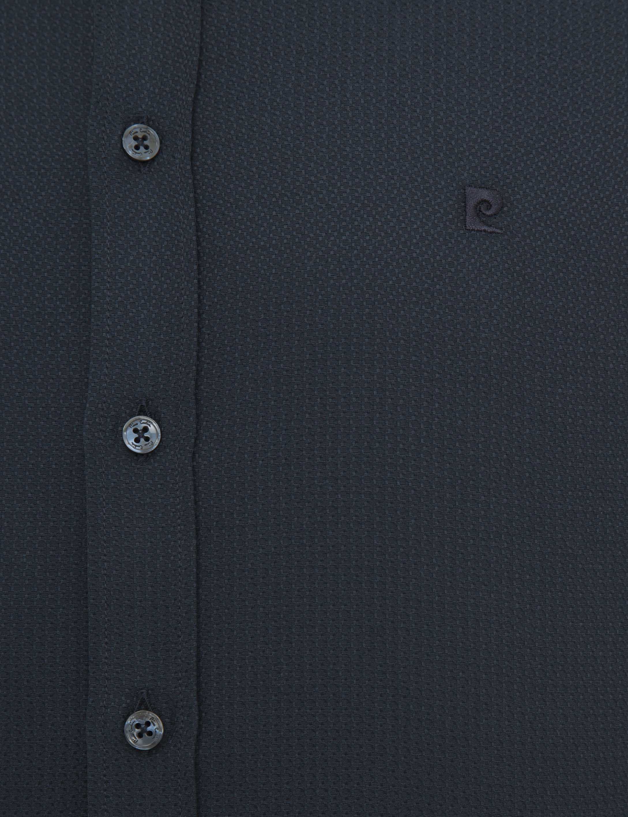 Lacivert Slim Fit Armürlü Gömlek