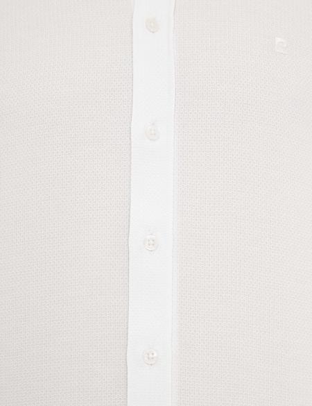 Beyaz Slim Fit Armürlü Gömlek - 50233531014