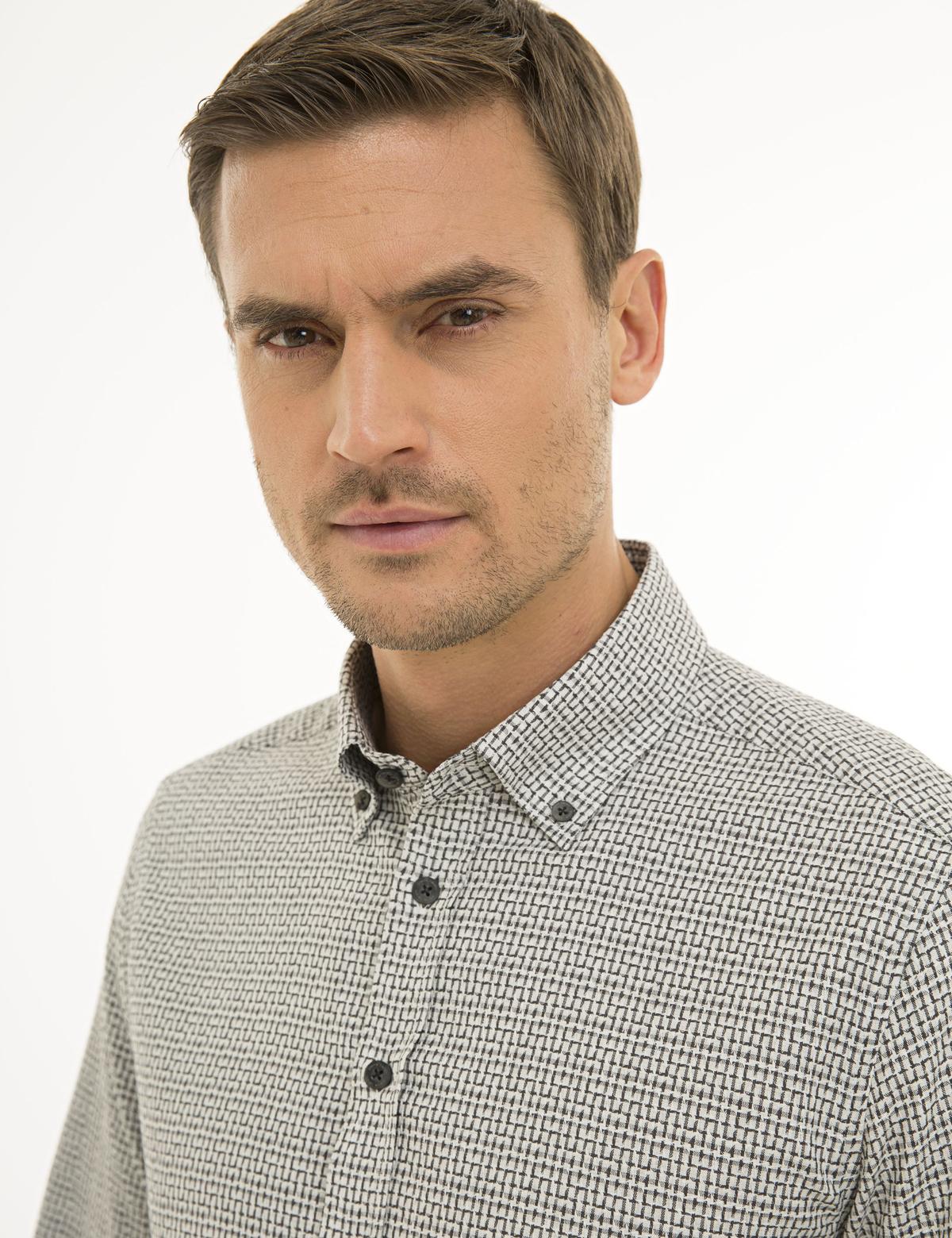 Gri Slim Fit Uzun Kollu Gömlek - 50233525016