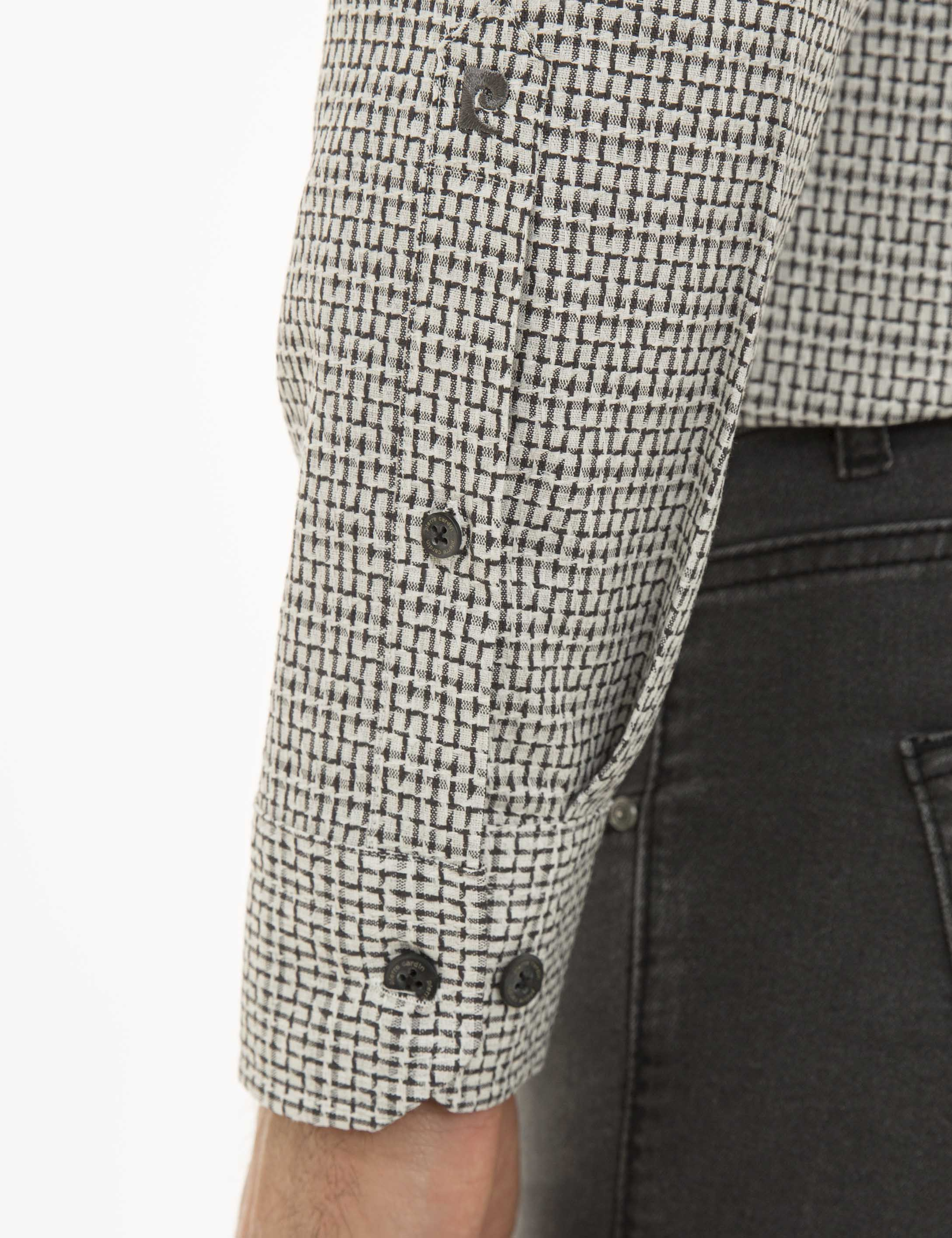 Gri Slim Fit Uzun Kollu Gömlek