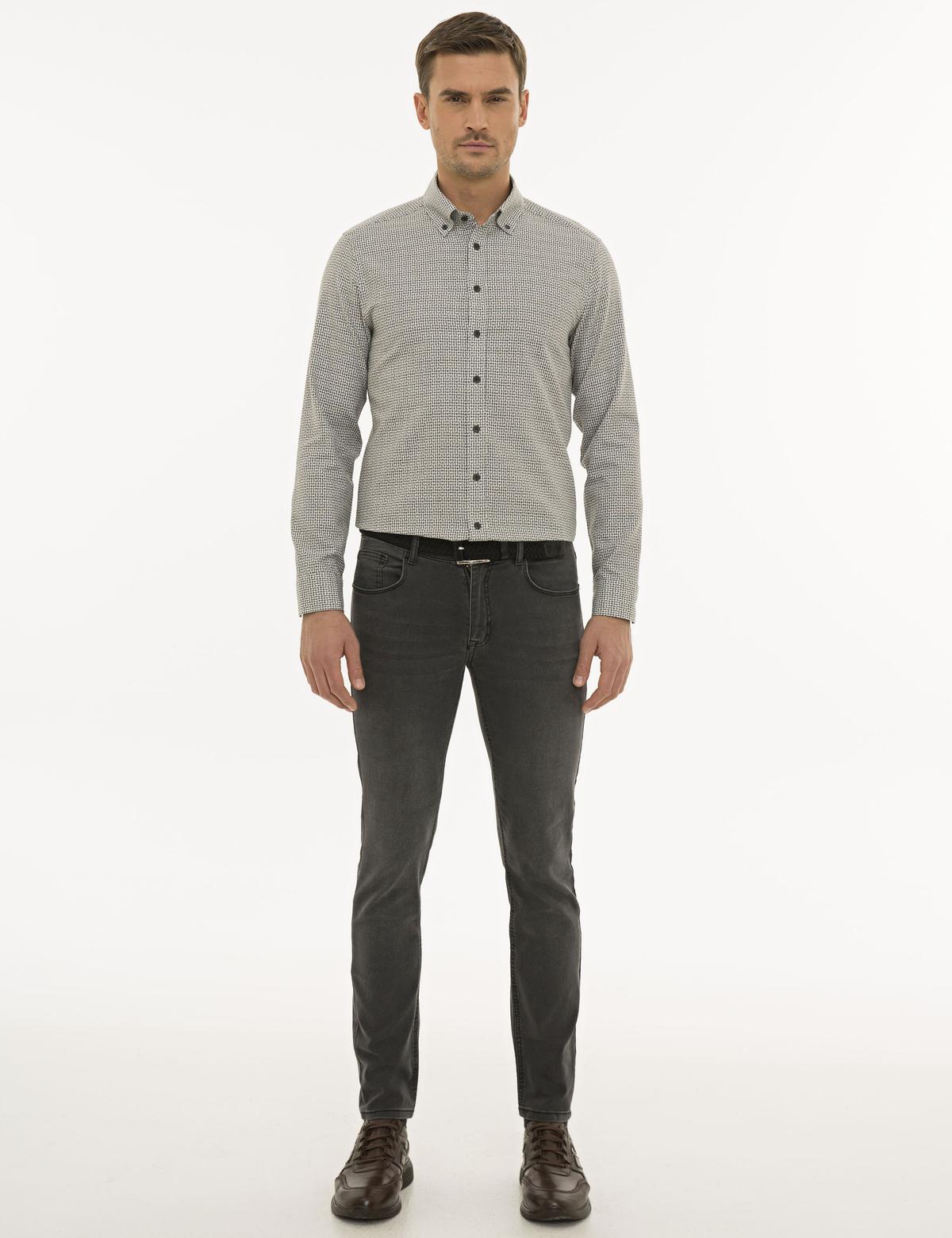 Gri Slim Fit Uzun Kollu Gömlek - 50233525016