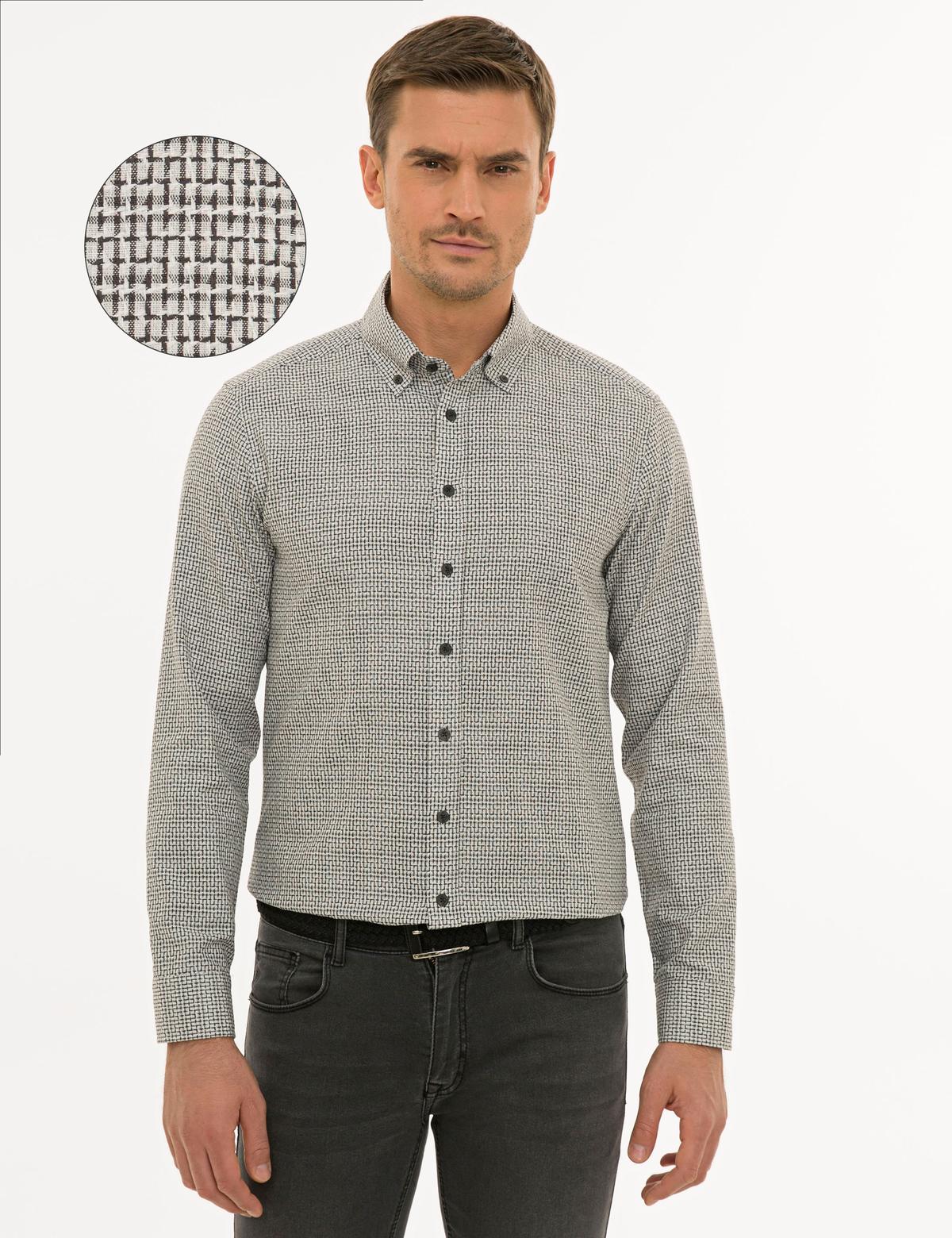 Gri Slim Fit Uzun Kollu Gömlek