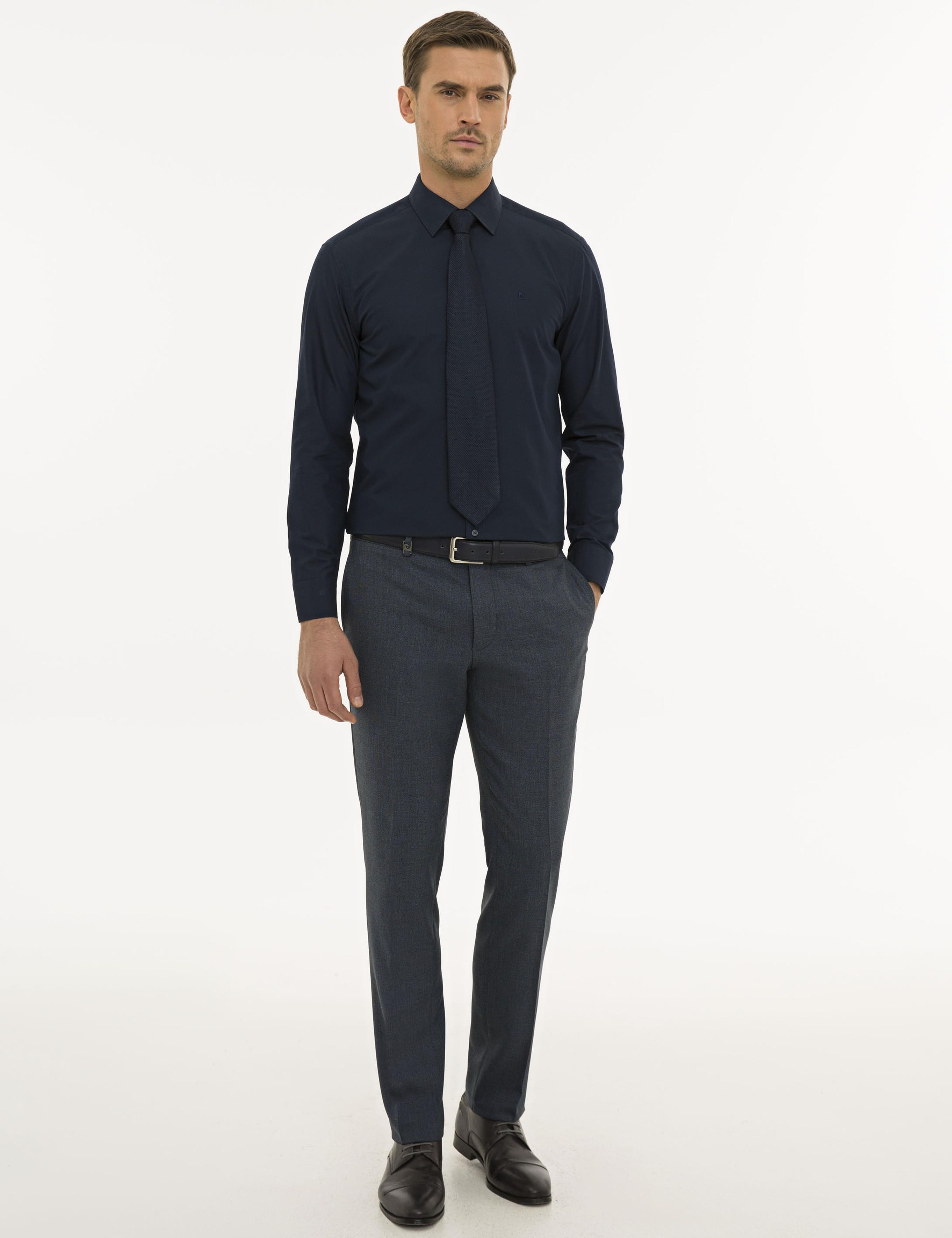 Lacivert Regular Fit Basic Gömlek