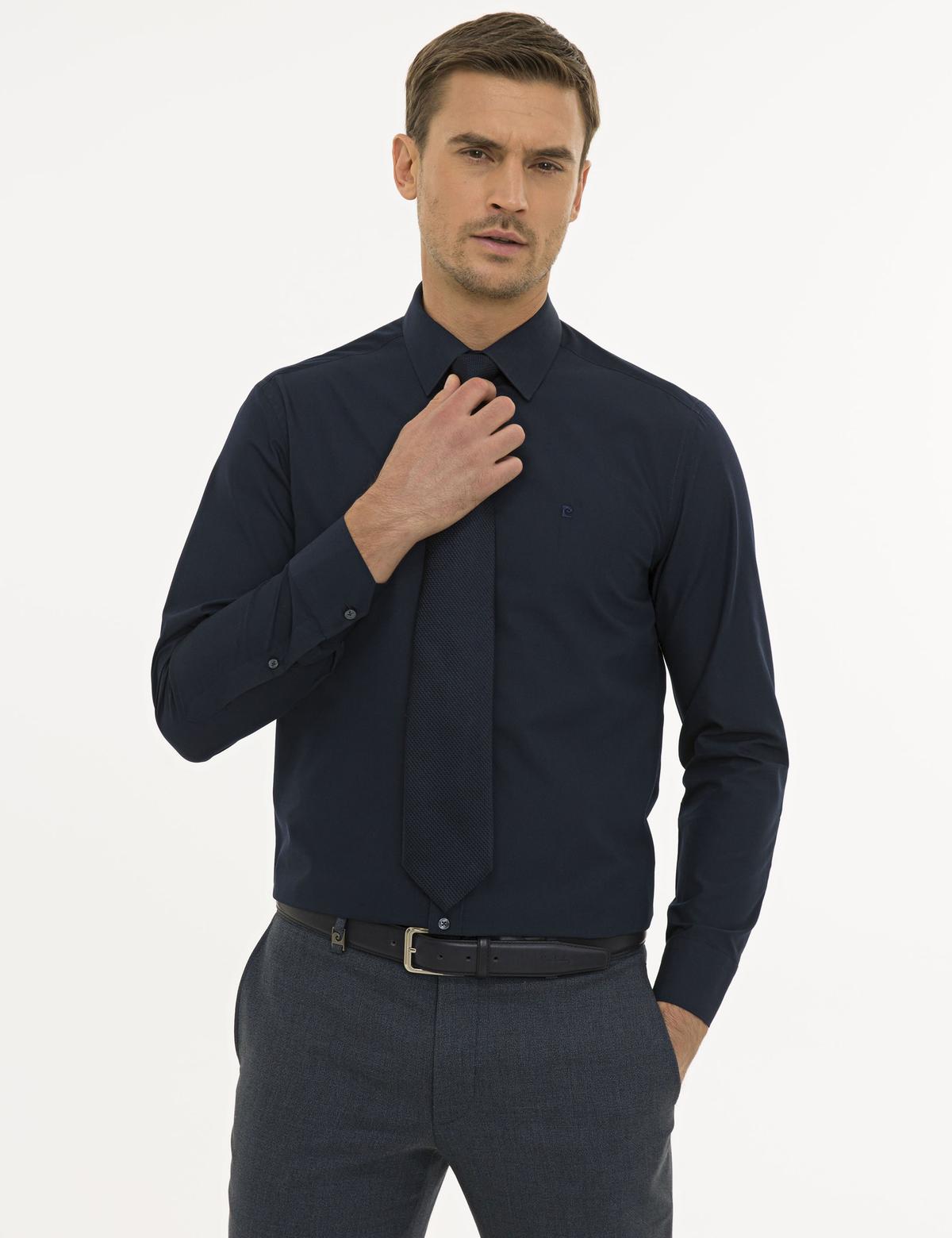 Lacivert Regular Fit Basic Gömlek