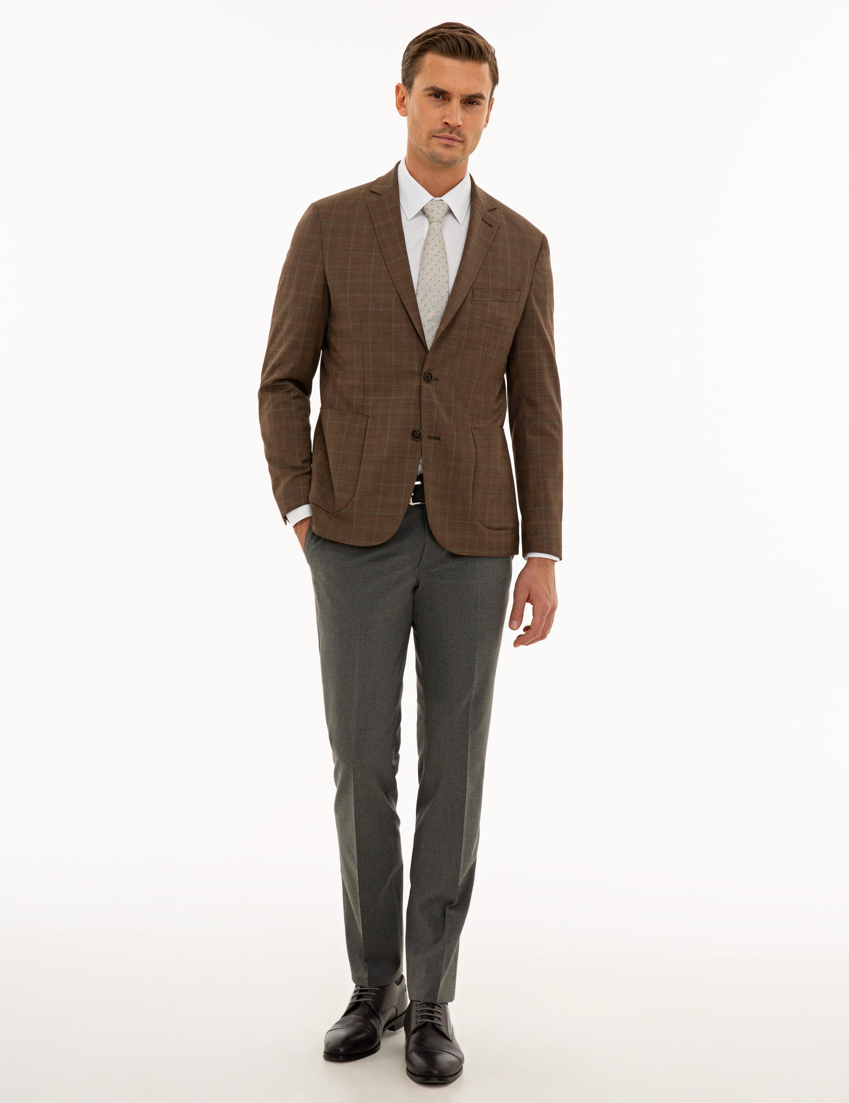 Açık Kahverengi Slim Fit Ceket