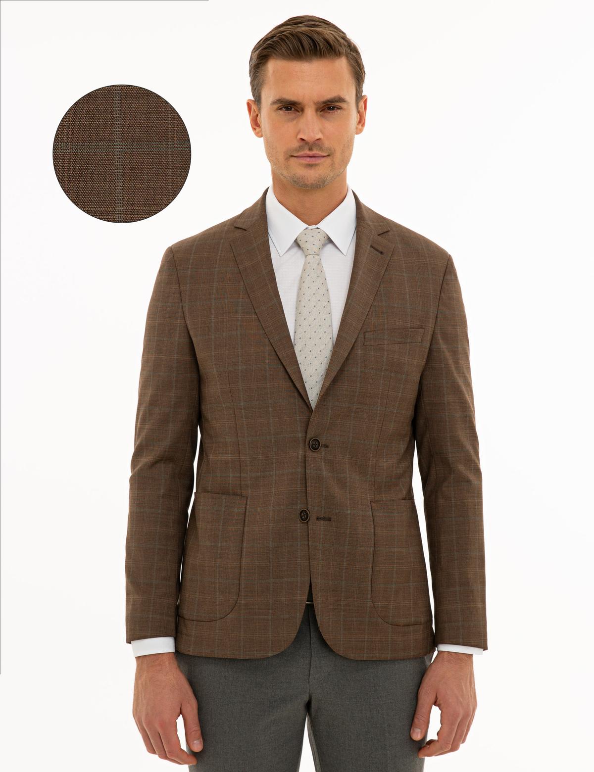 Açık Kahverengi Slim Fit Ceket