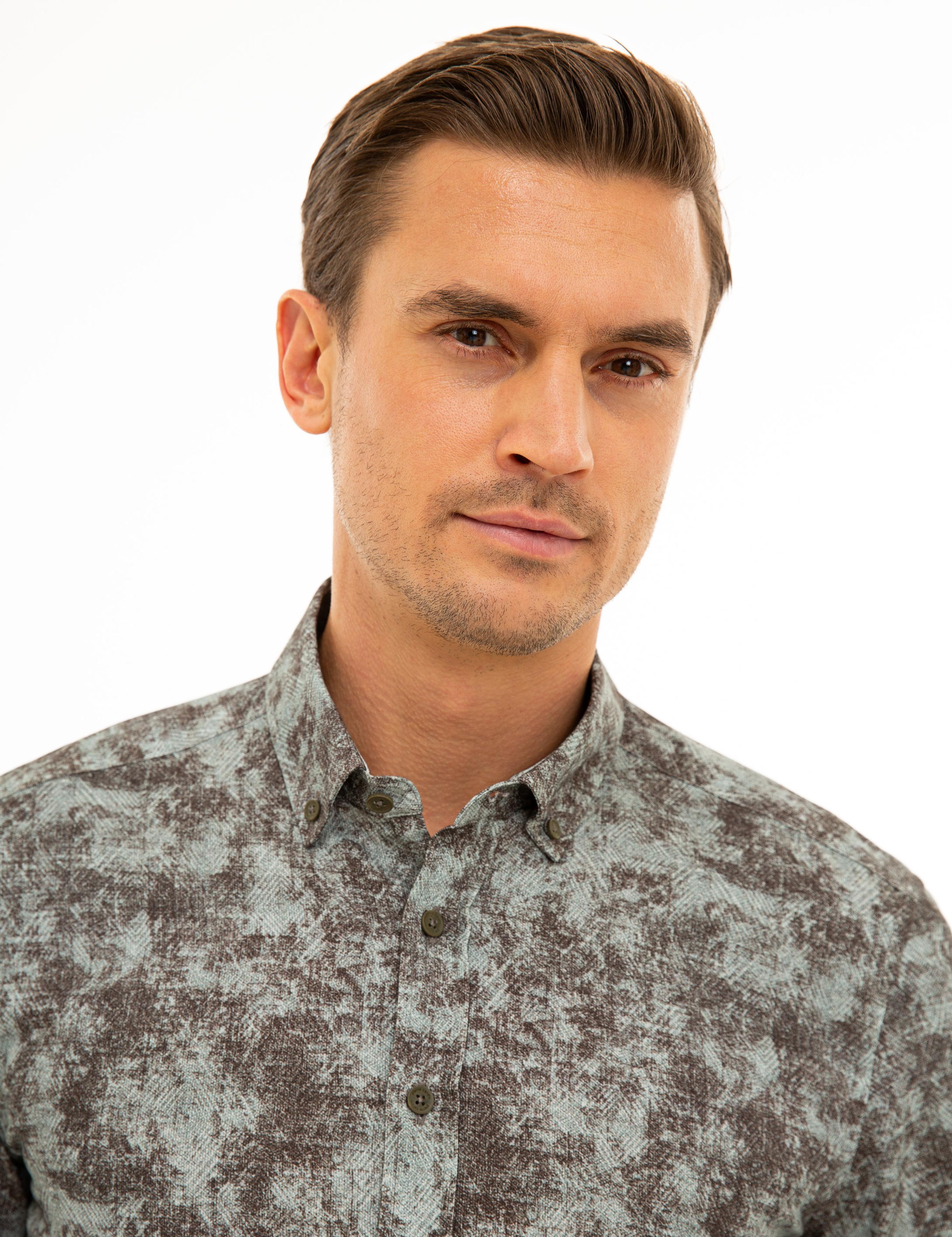 Haki Slim Fit Uzun Kollu Gömlek