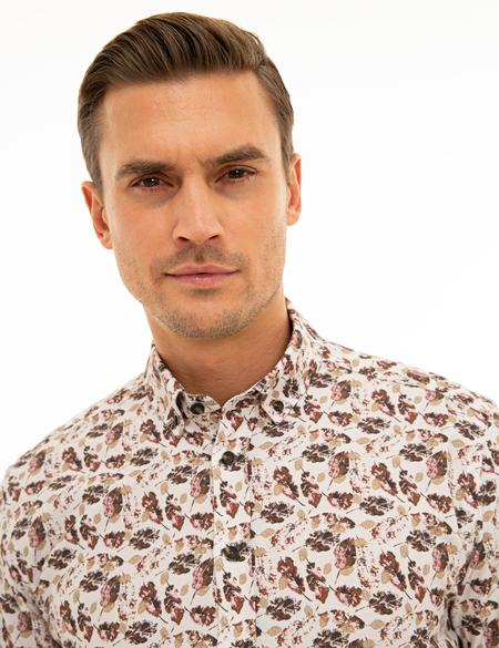 Açık Kahverengi Slim Fit Uzun Kollu Gömlek - 50228381002