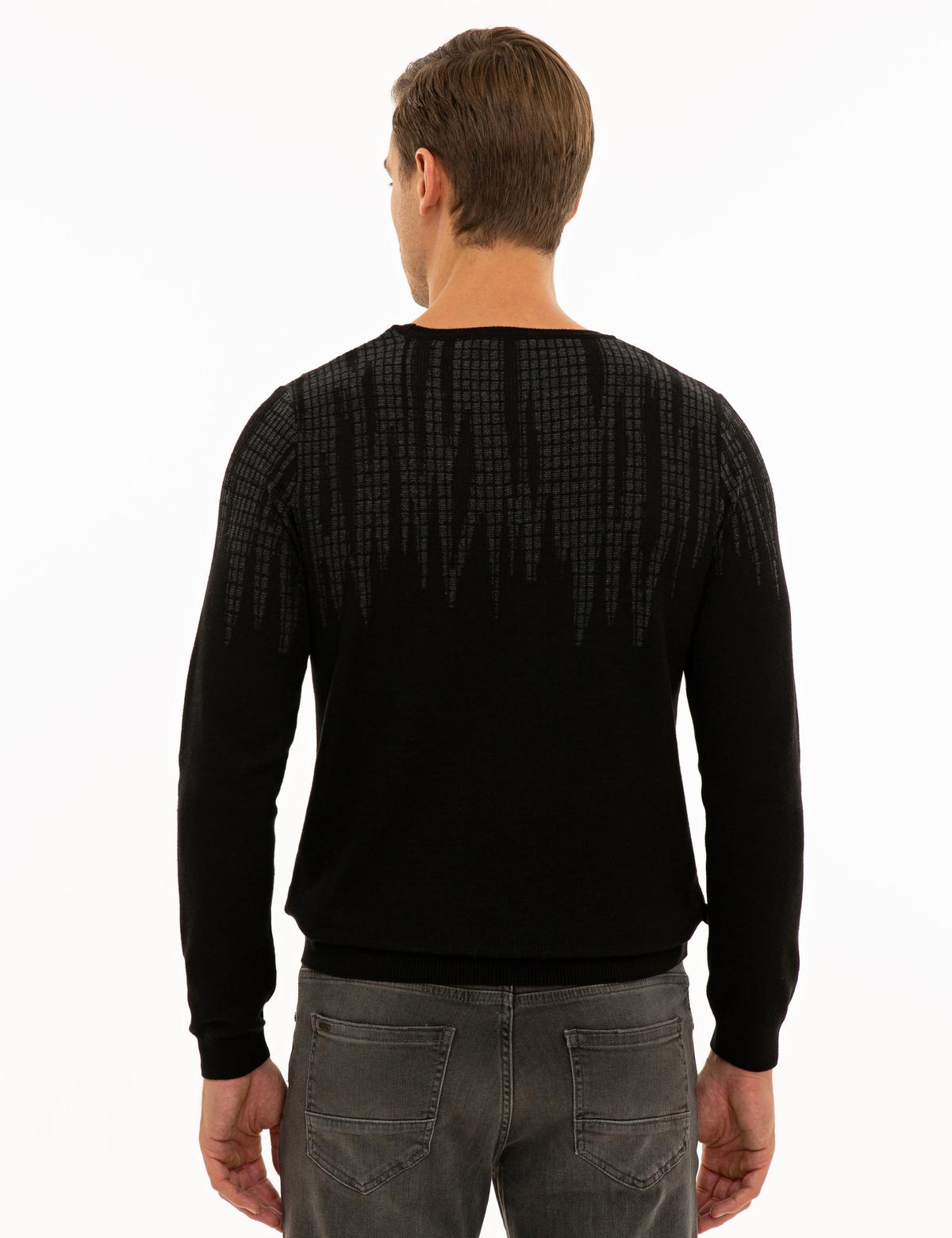 Siyah Slim Fit Bisiklet Yaka Triko Kazak - 50227828033