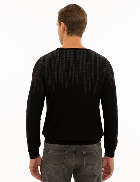 Siyah Slim Fit Bisiklet Yaka Triko Kazak - 50227828033