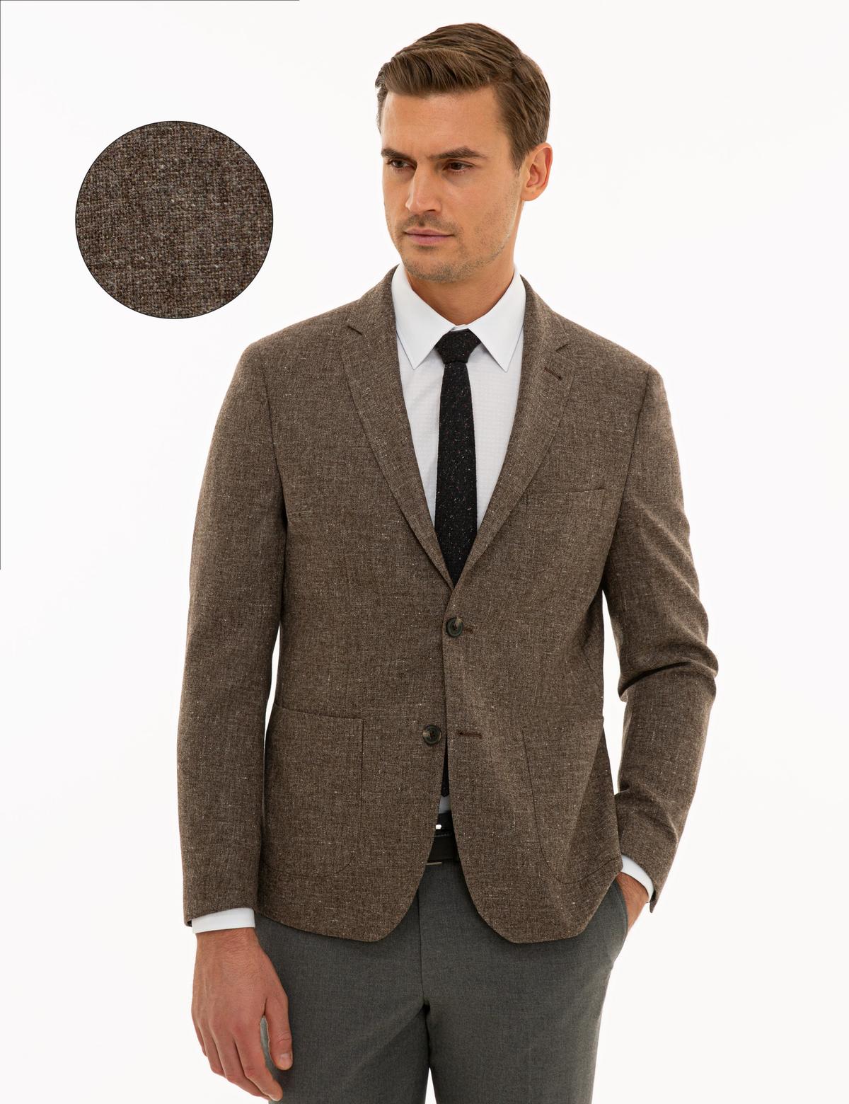 Kahverengi Ex. Slim Fit Ceket