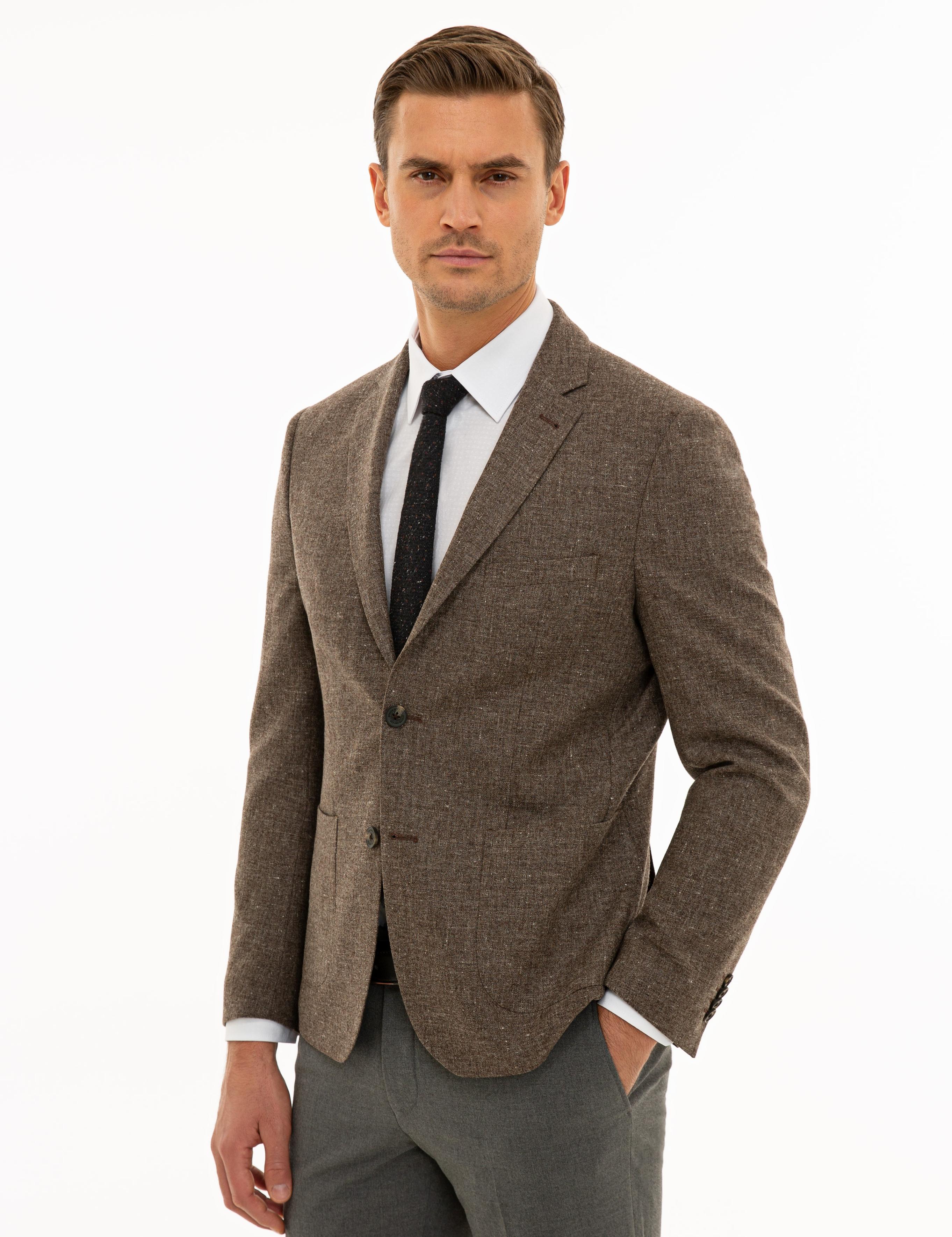 Kahverengi Ex. Slim Fit Ceket