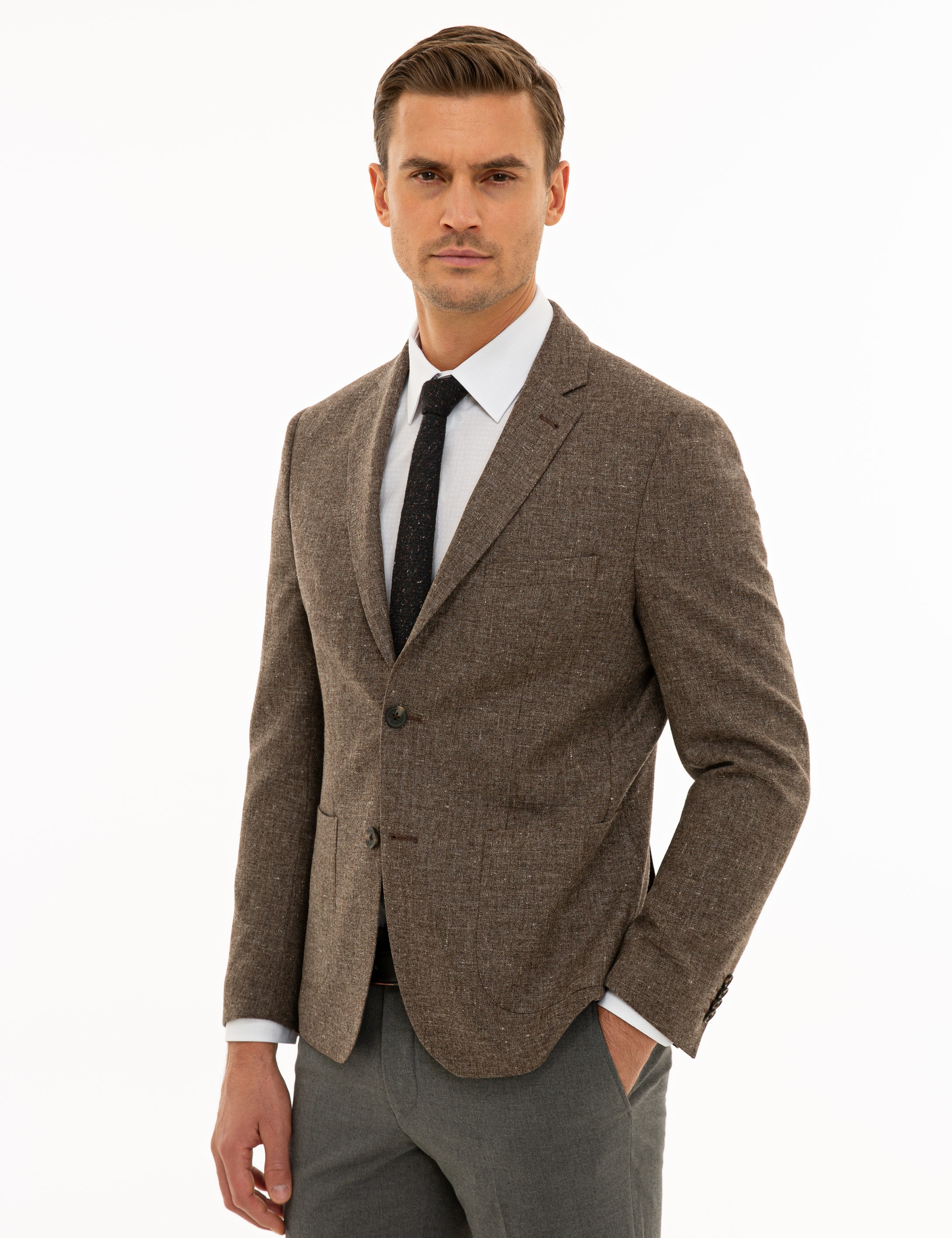 Kahverengi Ex. Slim Fit Ceket - Image 3