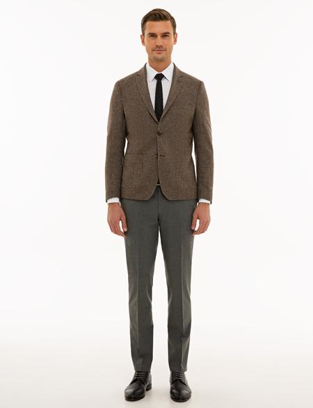 Kahverengi Ex. Slim Fit Ceket - 50227204044
